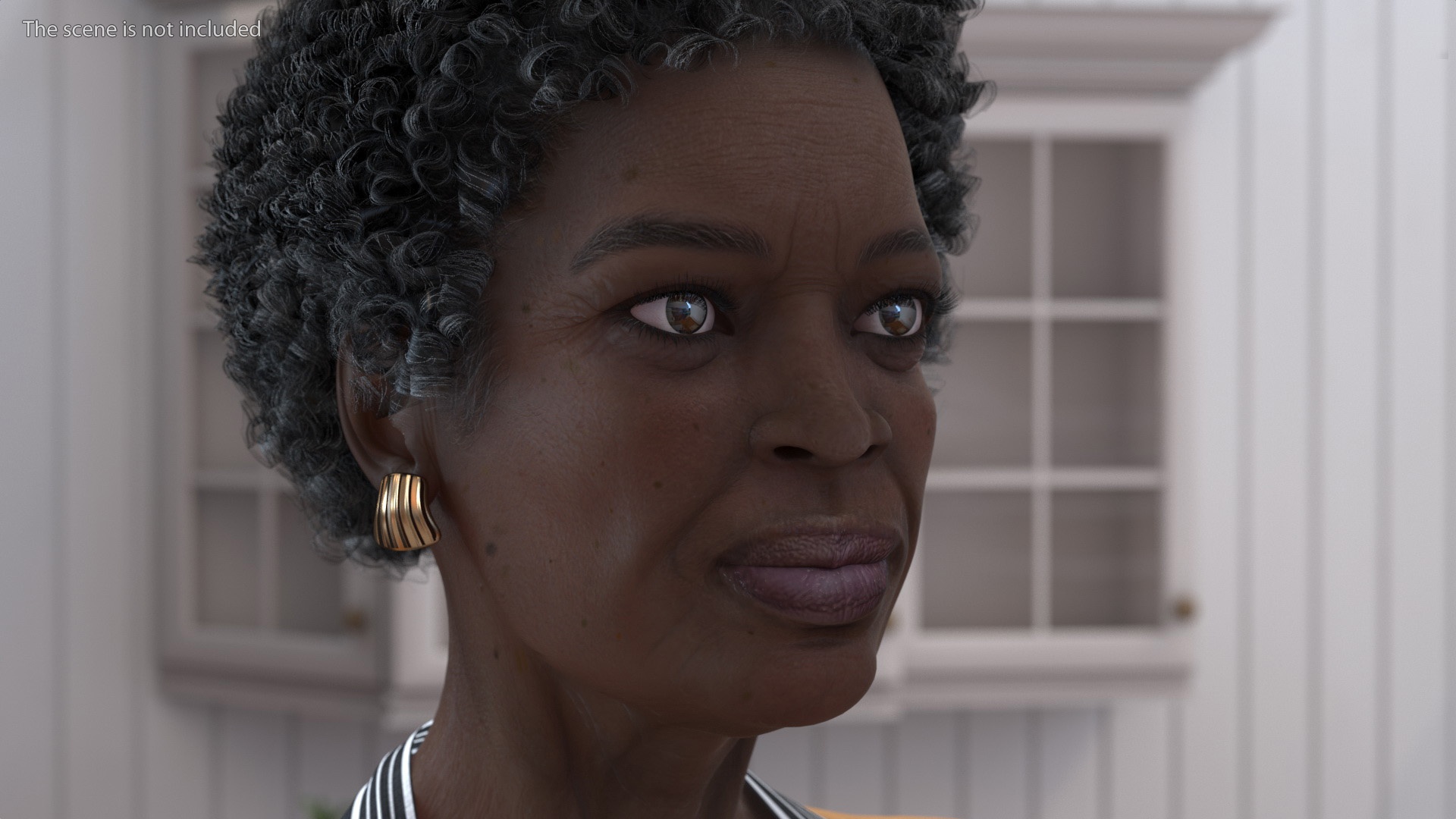 3D model Kitchen Style Black Elderly Woman A-Pose