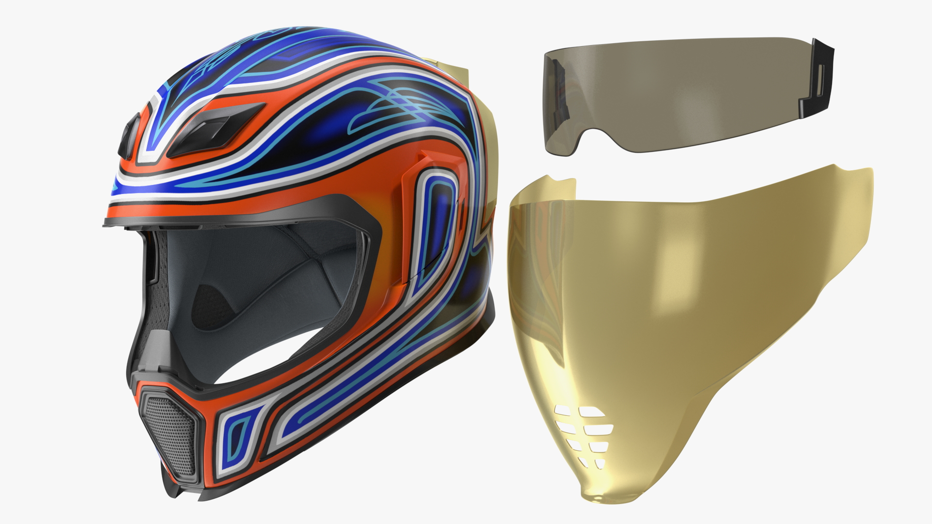 3D Motorcycle Full Face Helmet Colorful