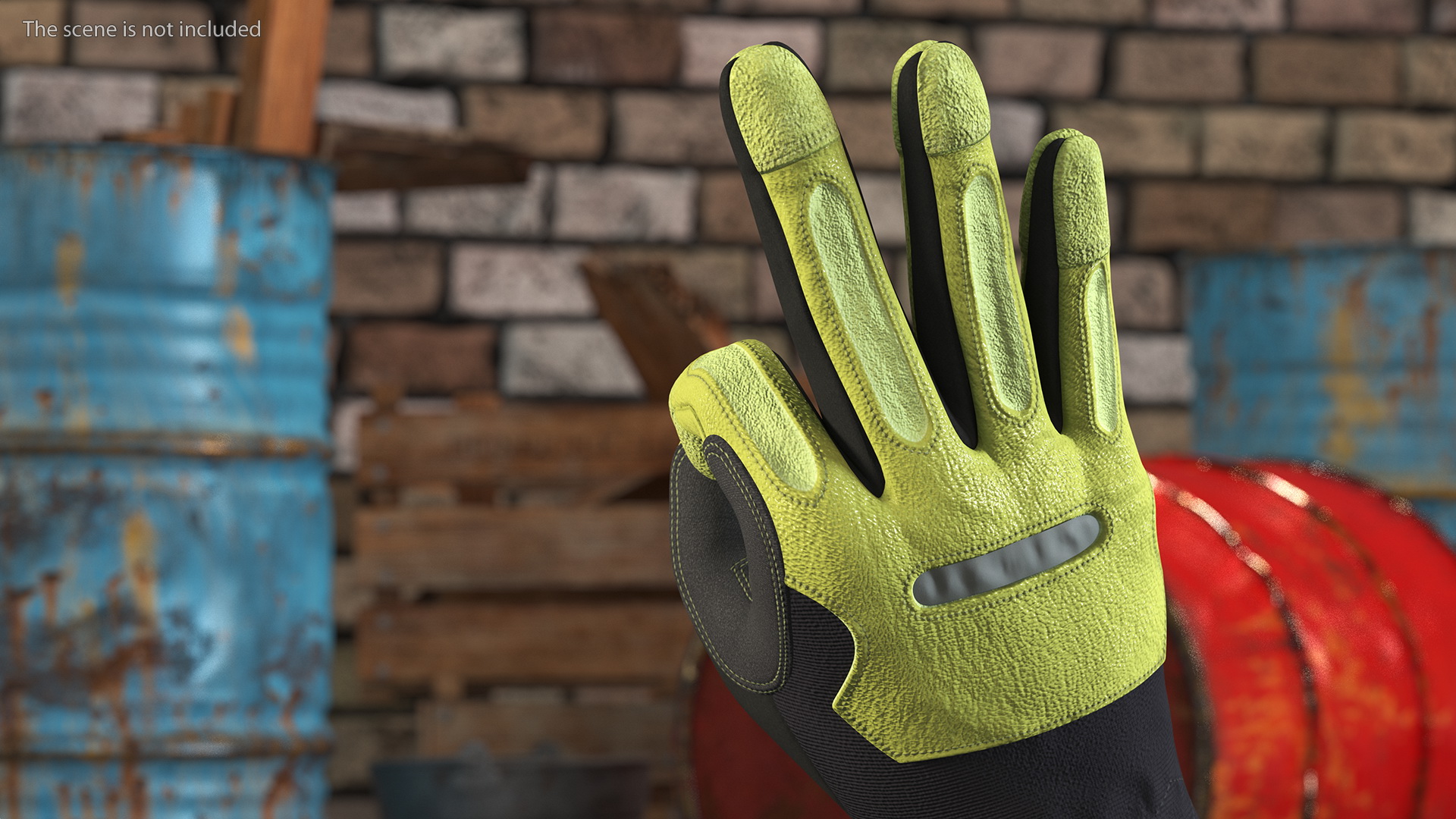 3D model Heavy Duty Safety Gloves OK Hand Gesture