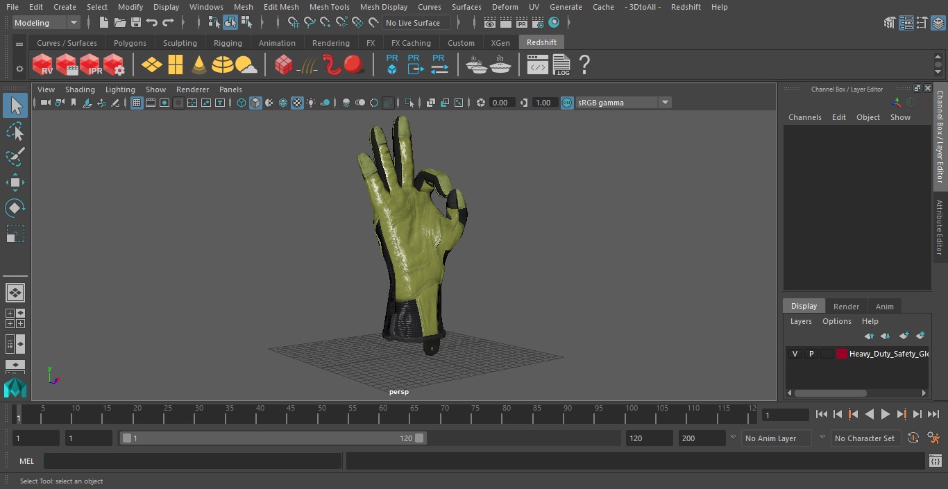 3D model Heavy Duty Safety Gloves OK Hand Gesture