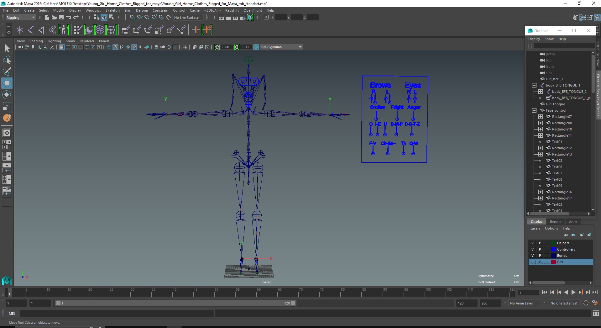 Young Girl Home Clothes Rigged for Maya 3D model