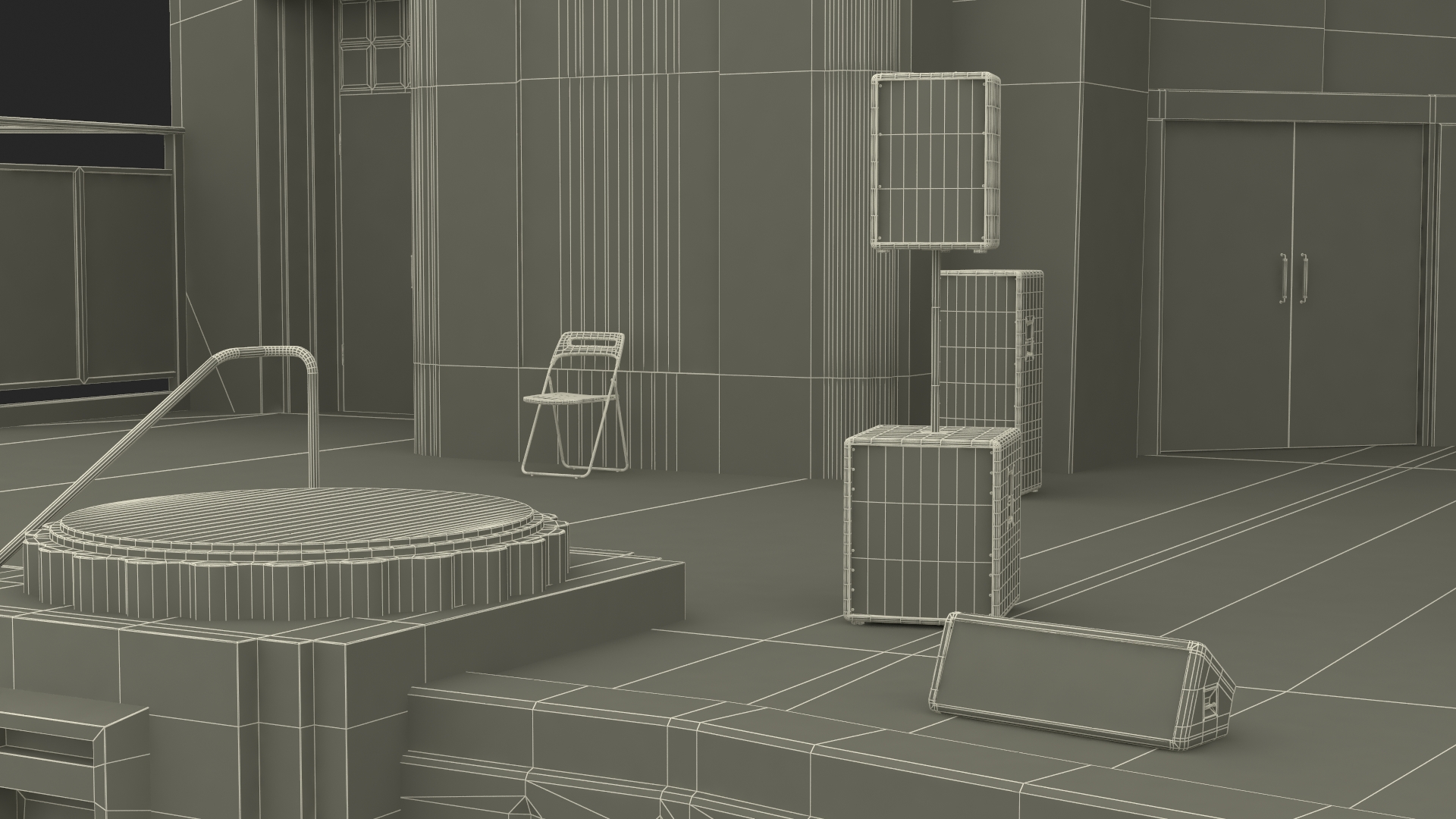 3D Park Band Shell and Seating with Fur
