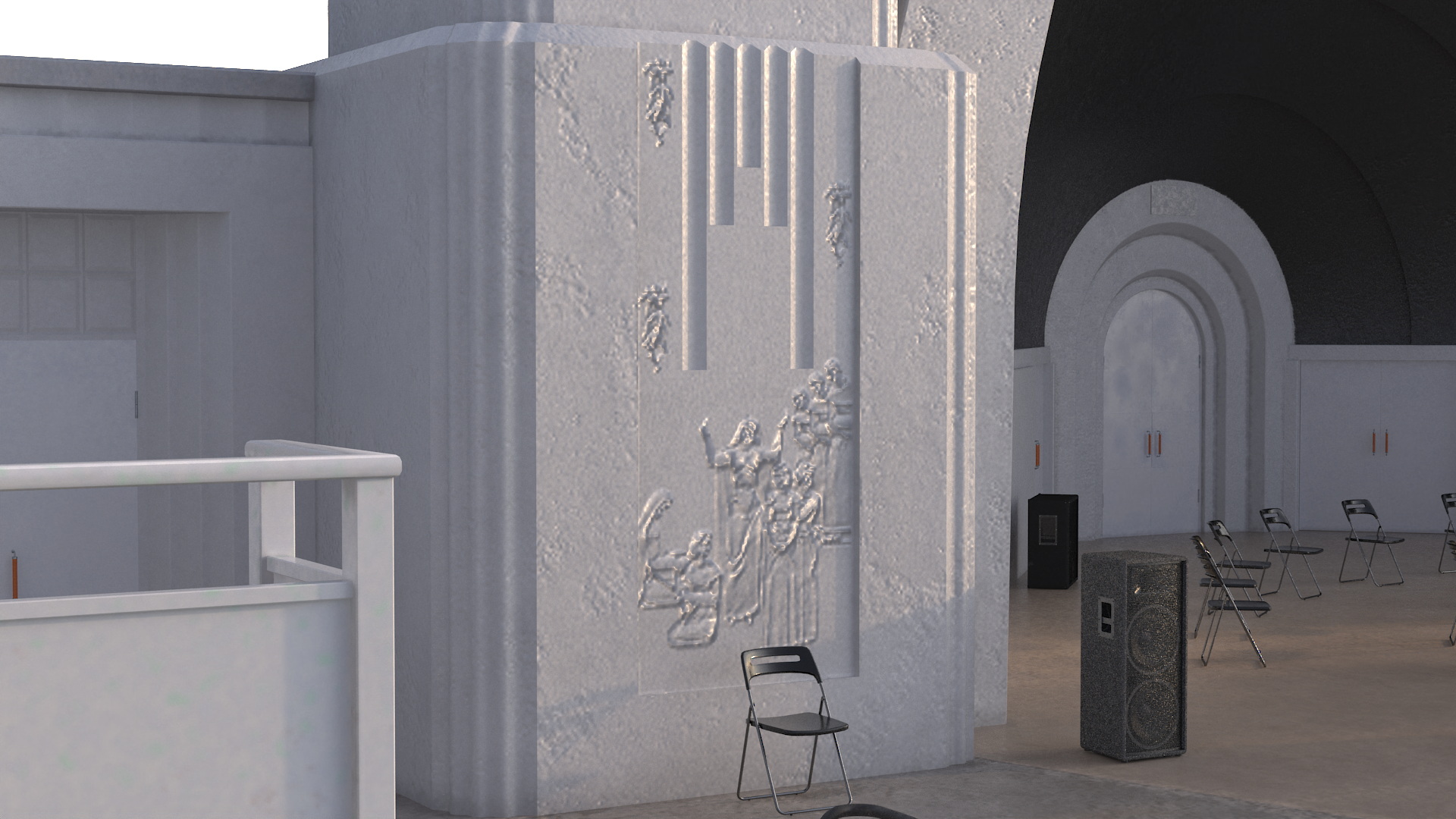 3D Park Band Shell and Seating with Fur