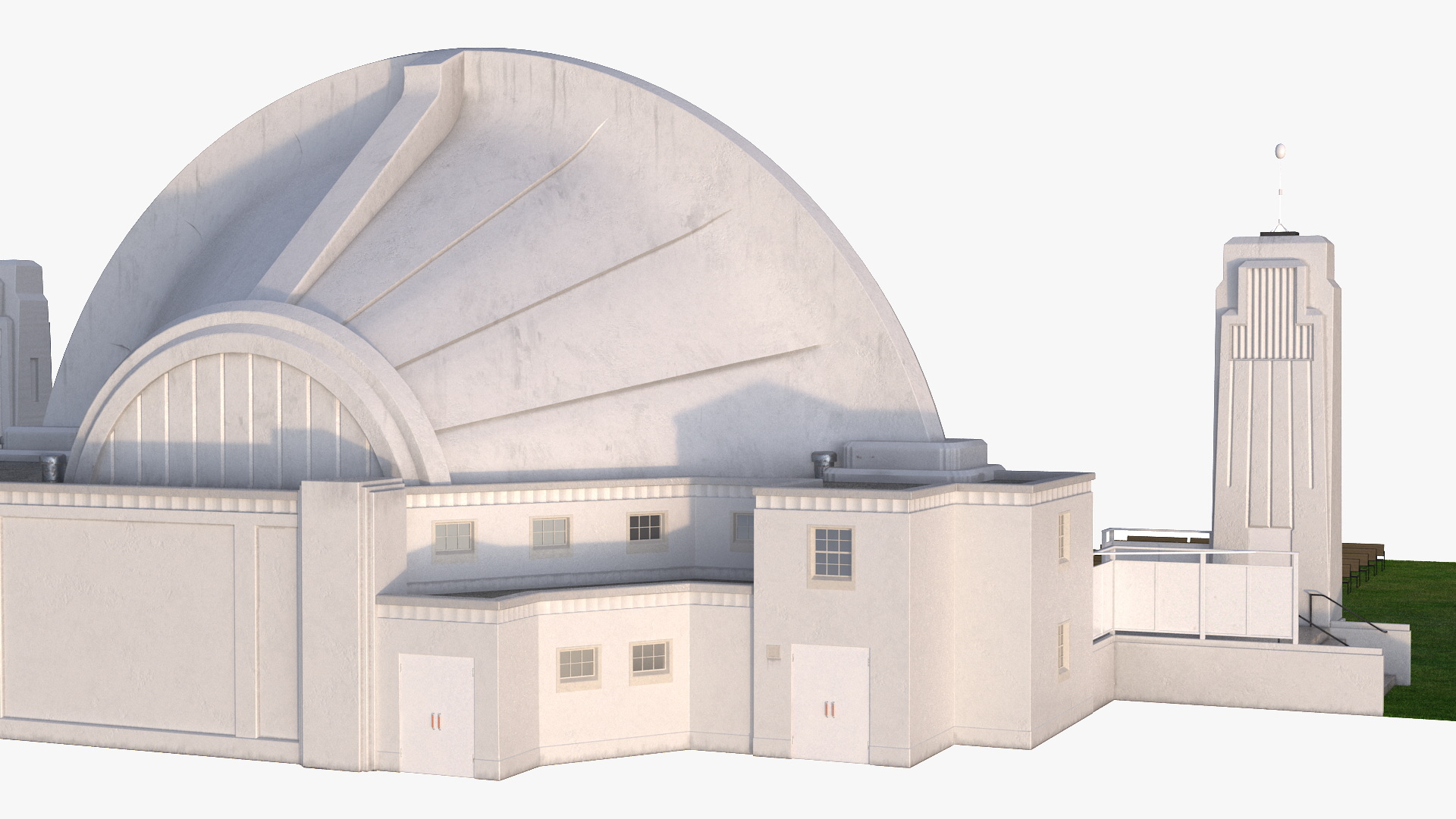 3D Park Band Shell and Seating with Fur