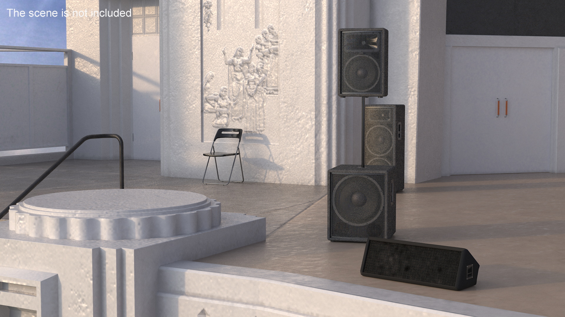 3D Park Band Shell and Seating with Fur