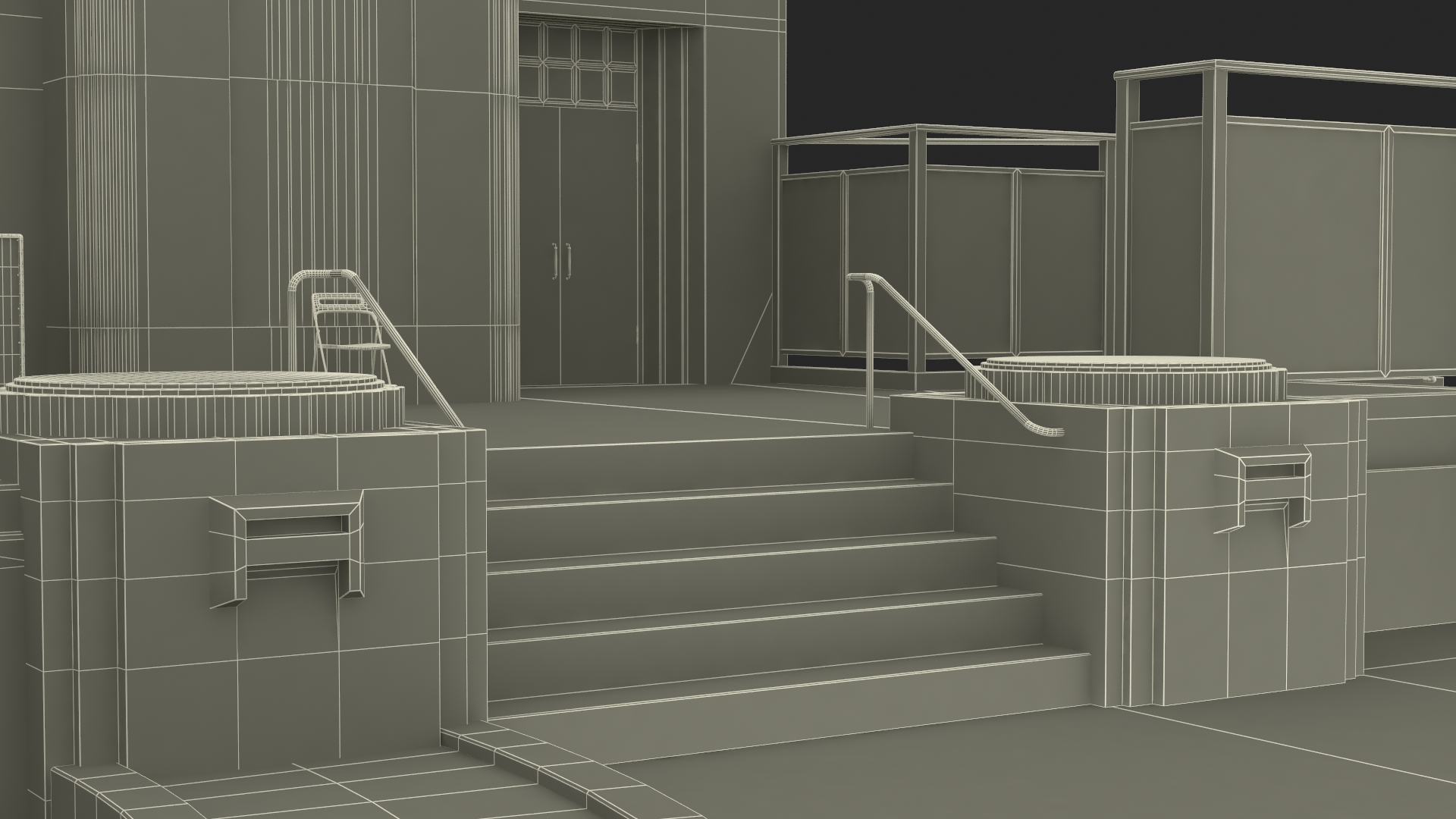 3D Park Band Shell and Seating with Fur