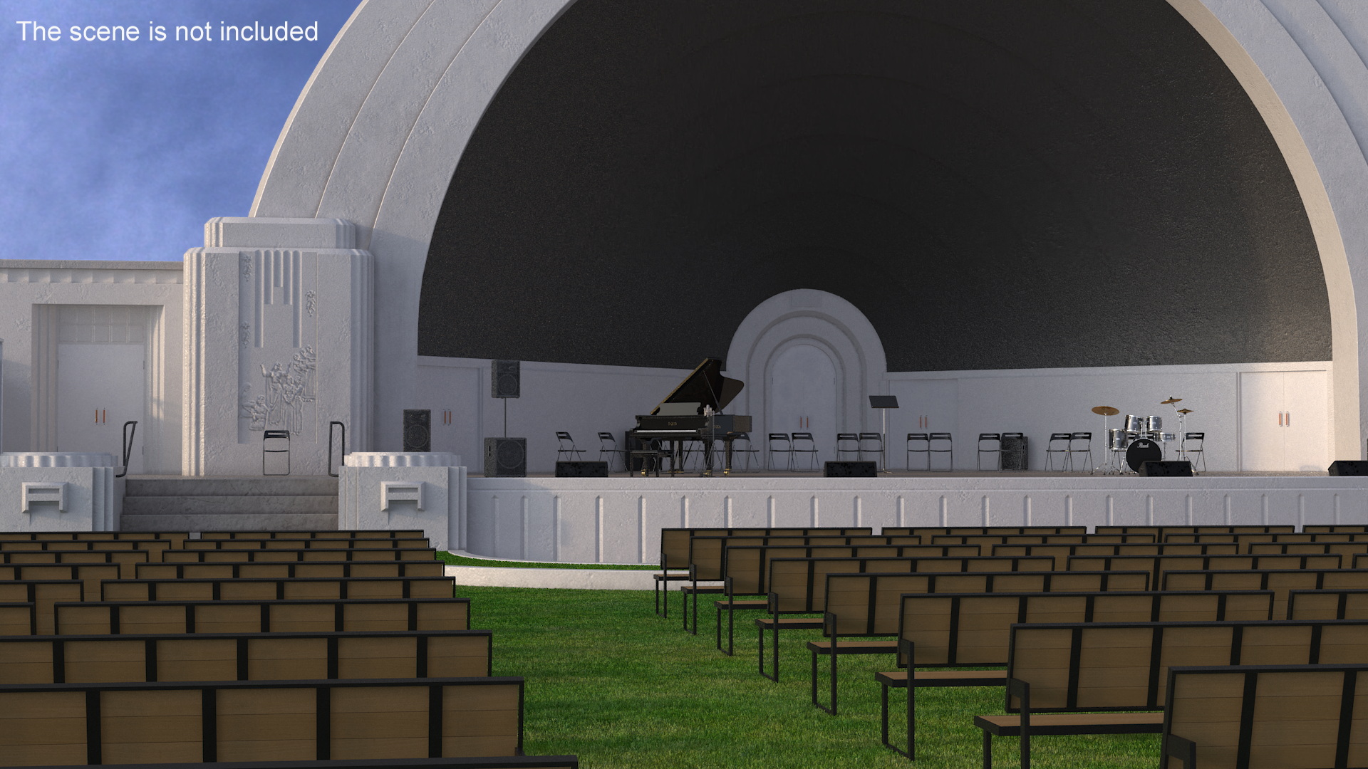 3D Park Band Shell and Seating with Fur