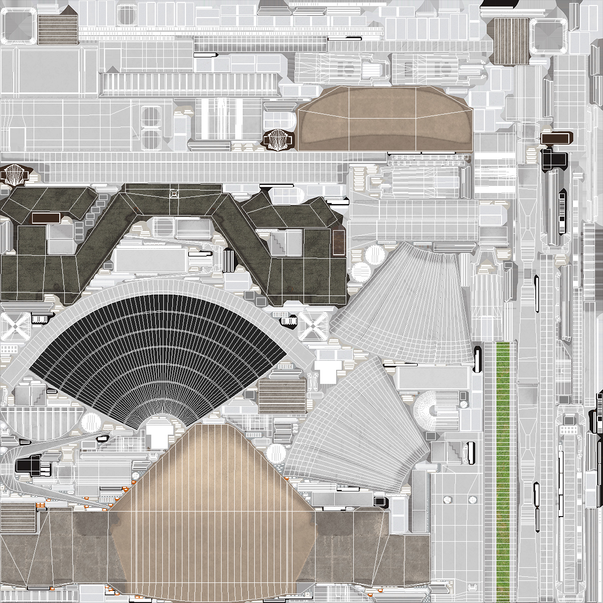 3D Park Band Shell and Seating with Fur