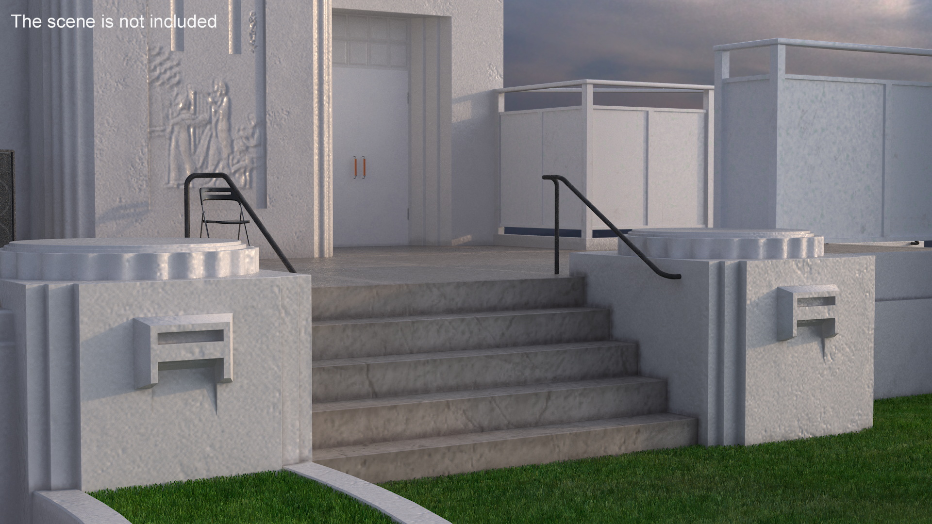 3D Park Band Shell and Seating with Fur