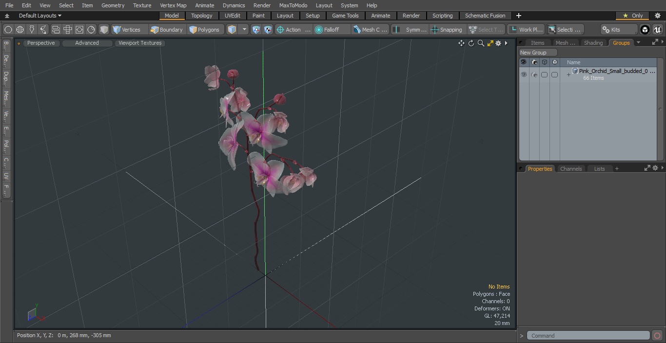 Pink Orchid Small budded 3D model
