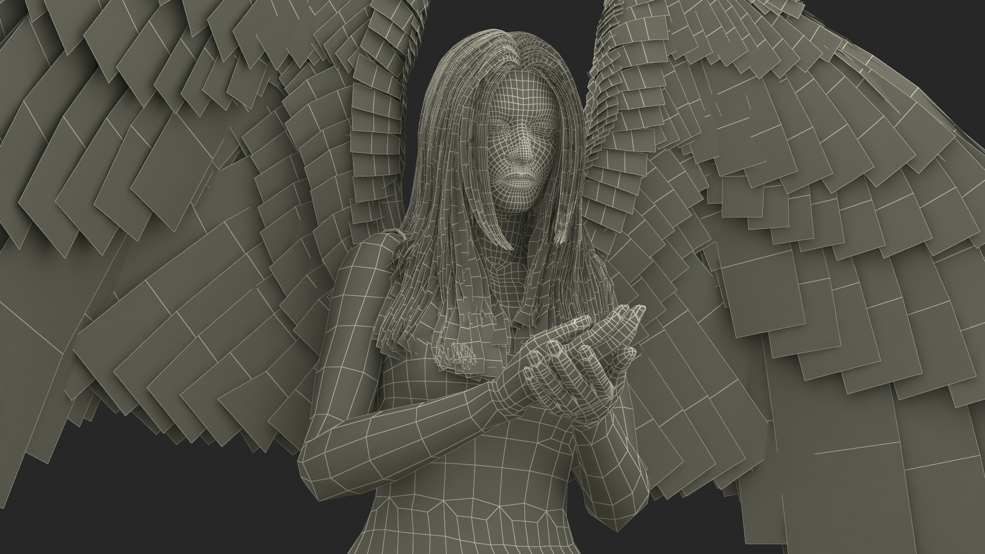 3D model Blonde Girl Angel Praying