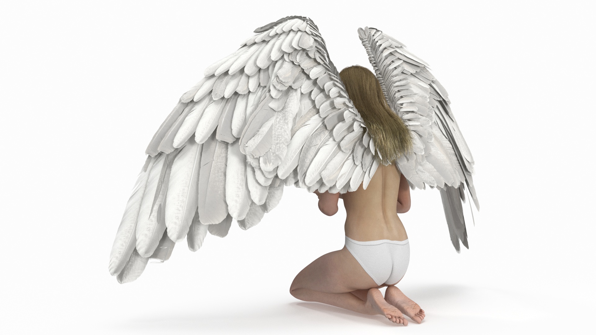 3D model Blonde Girl Angel Praying