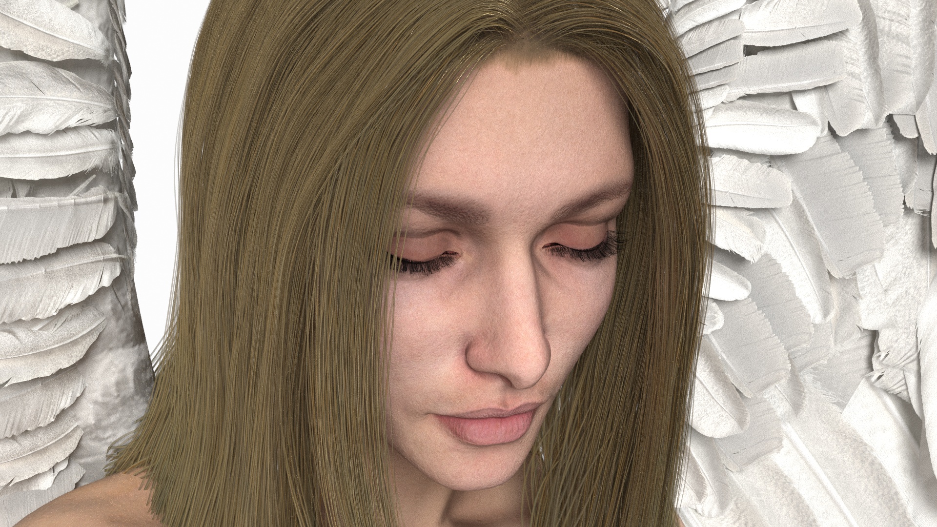 3D model Blonde Girl Angel Praying