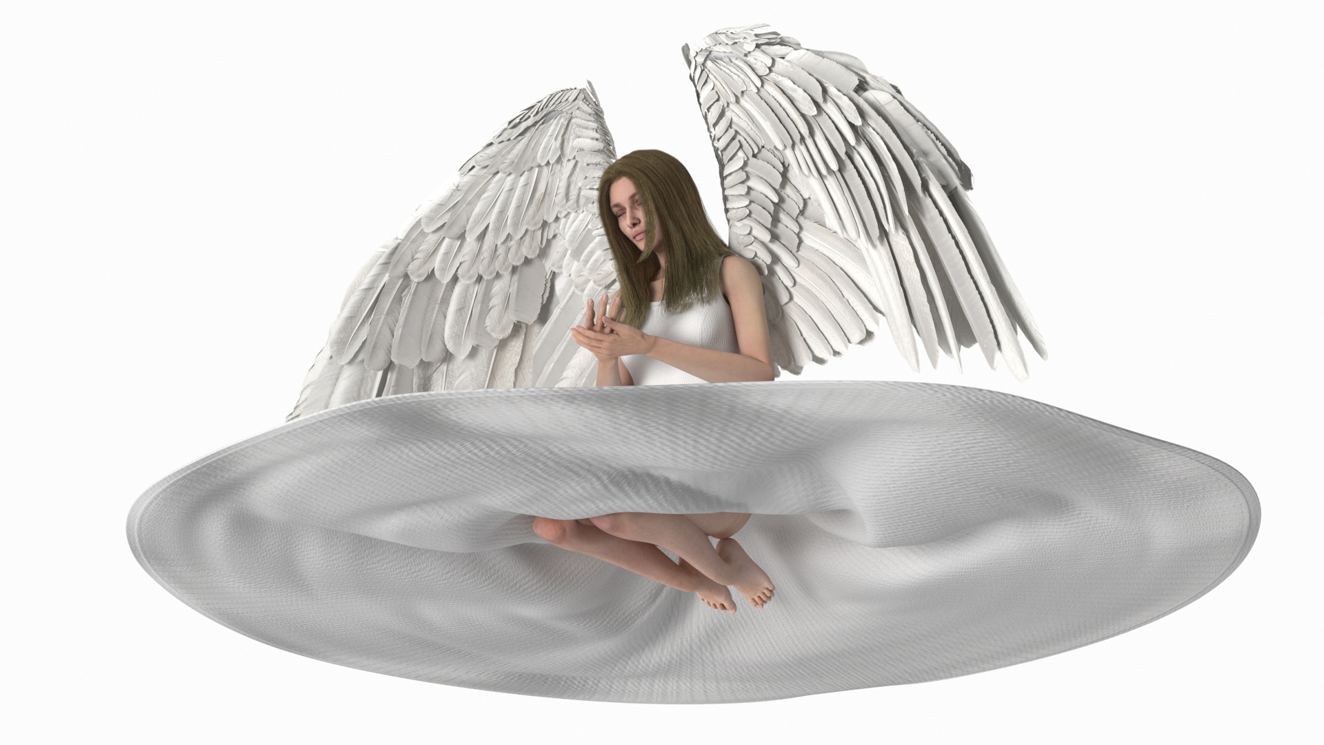 3D model Blonde Girl Angel Praying