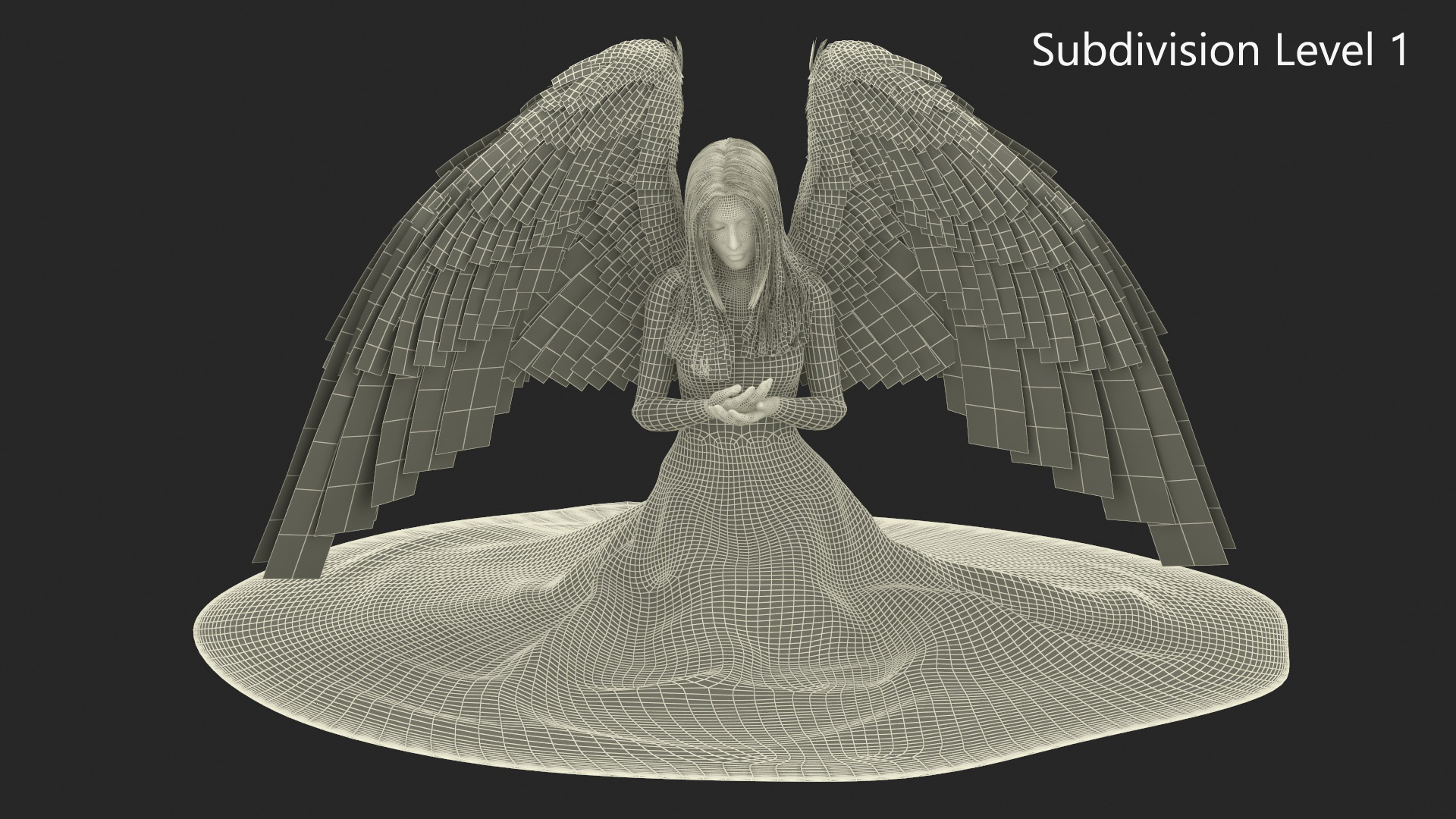 3D model Blonde Girl Angel Praying