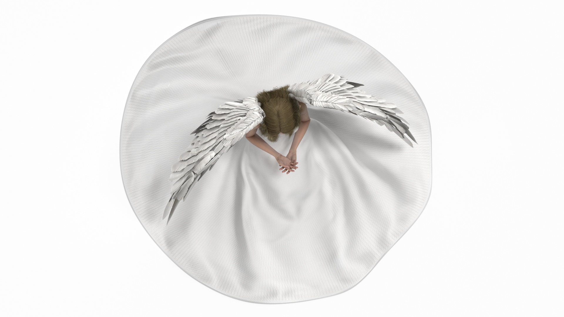 3D model Blonde Girl Angel Praying