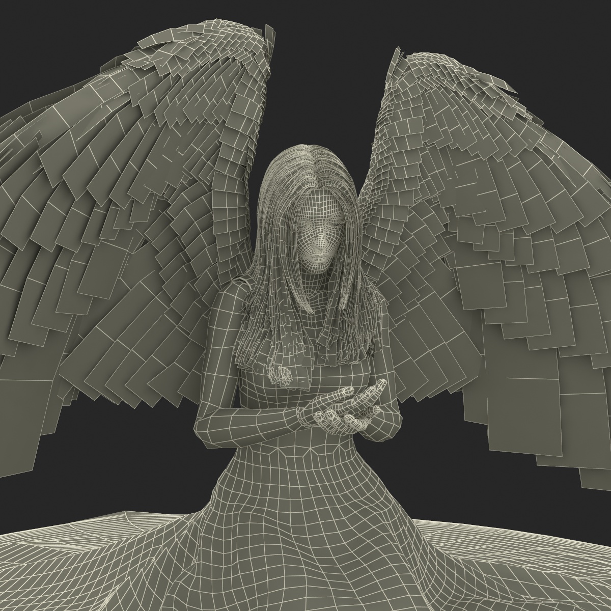 3D model Blonde Girl Angel Praying