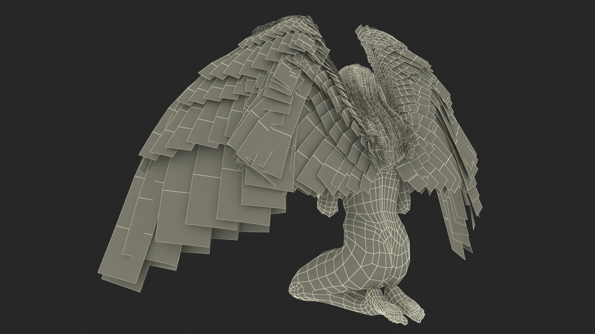 3D model Blonde Girl Angel Praying