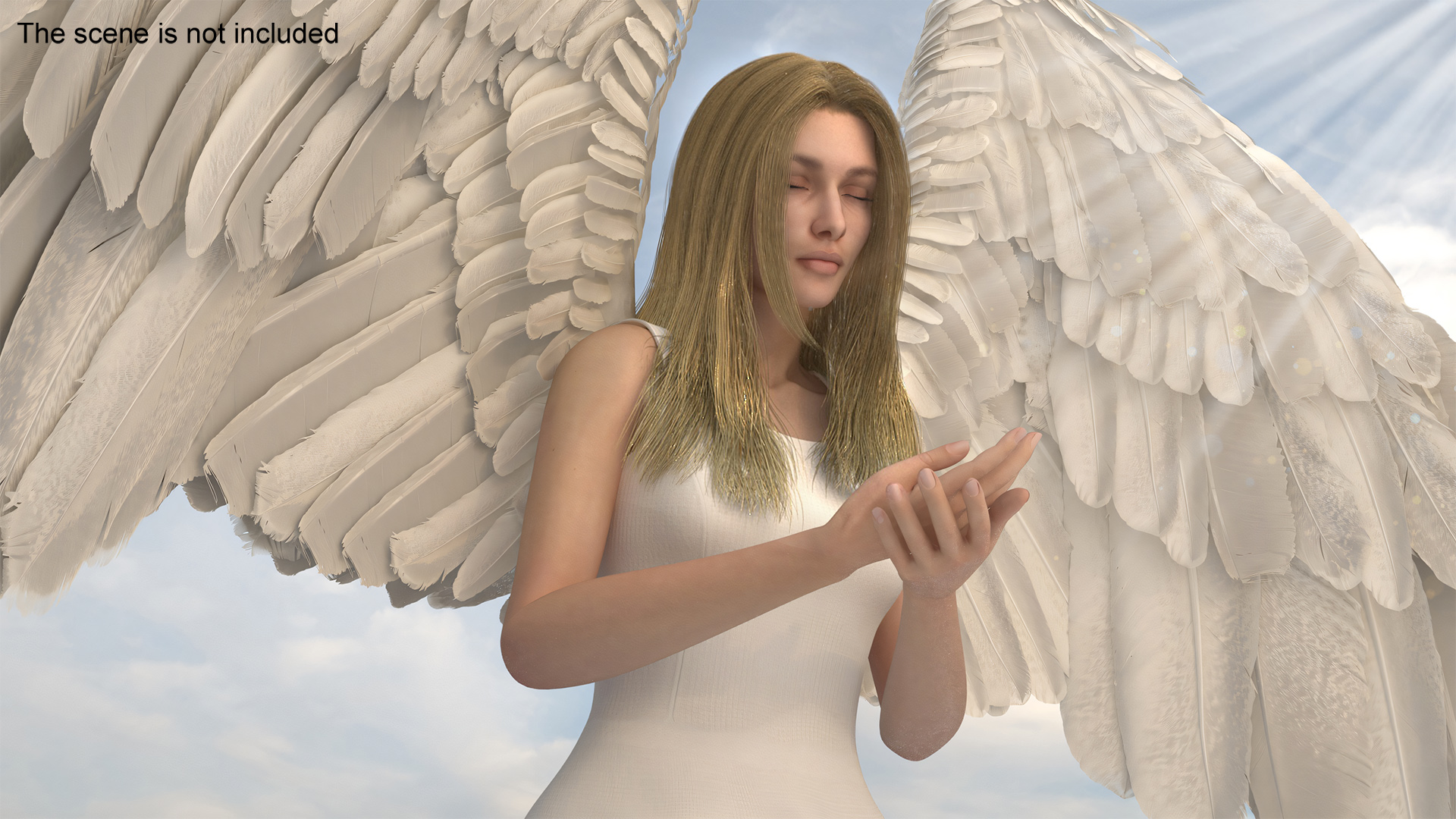 3D model Blonde Girl Angel Praying