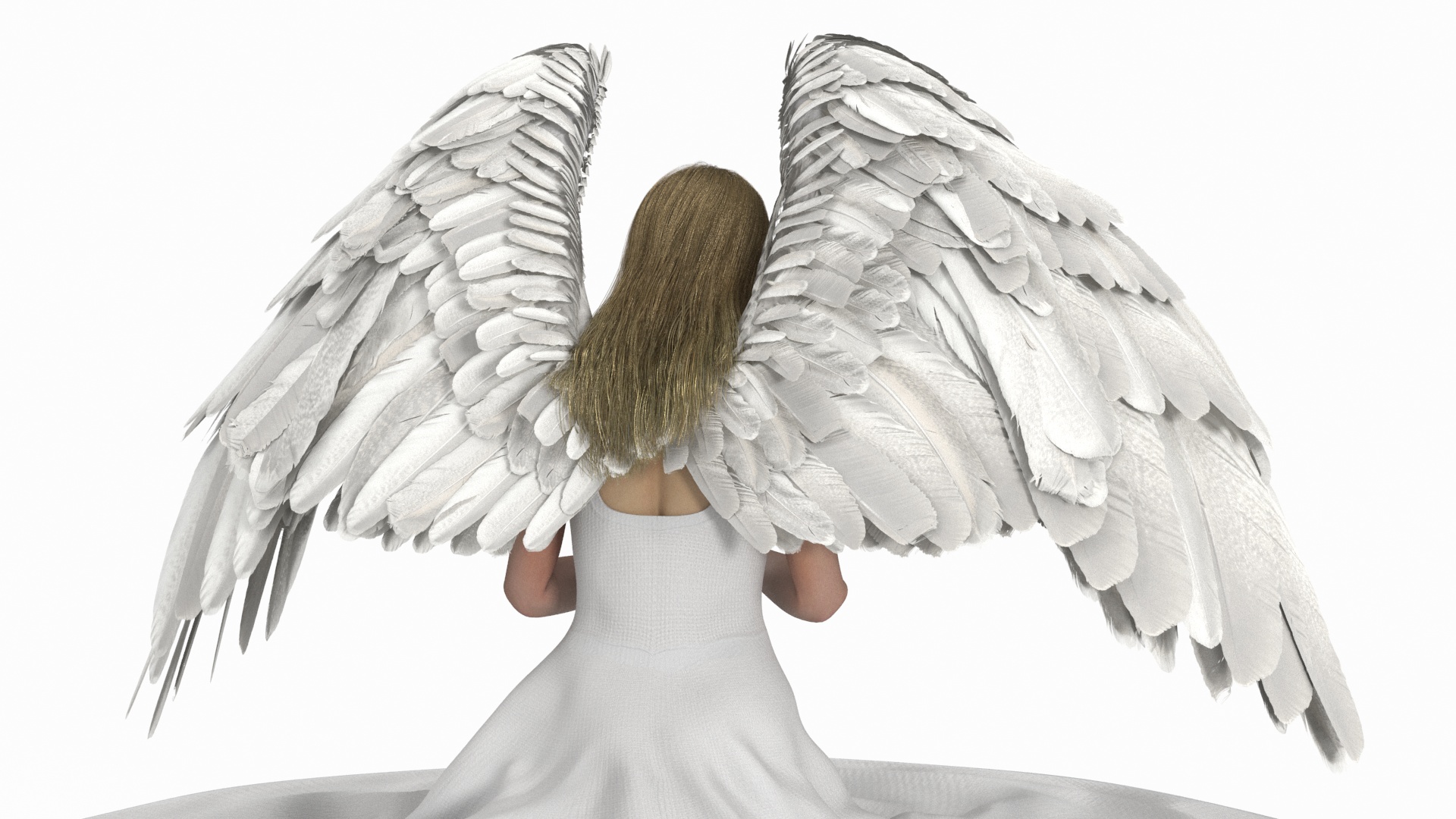 3D model Blonde Girl Angel Praying