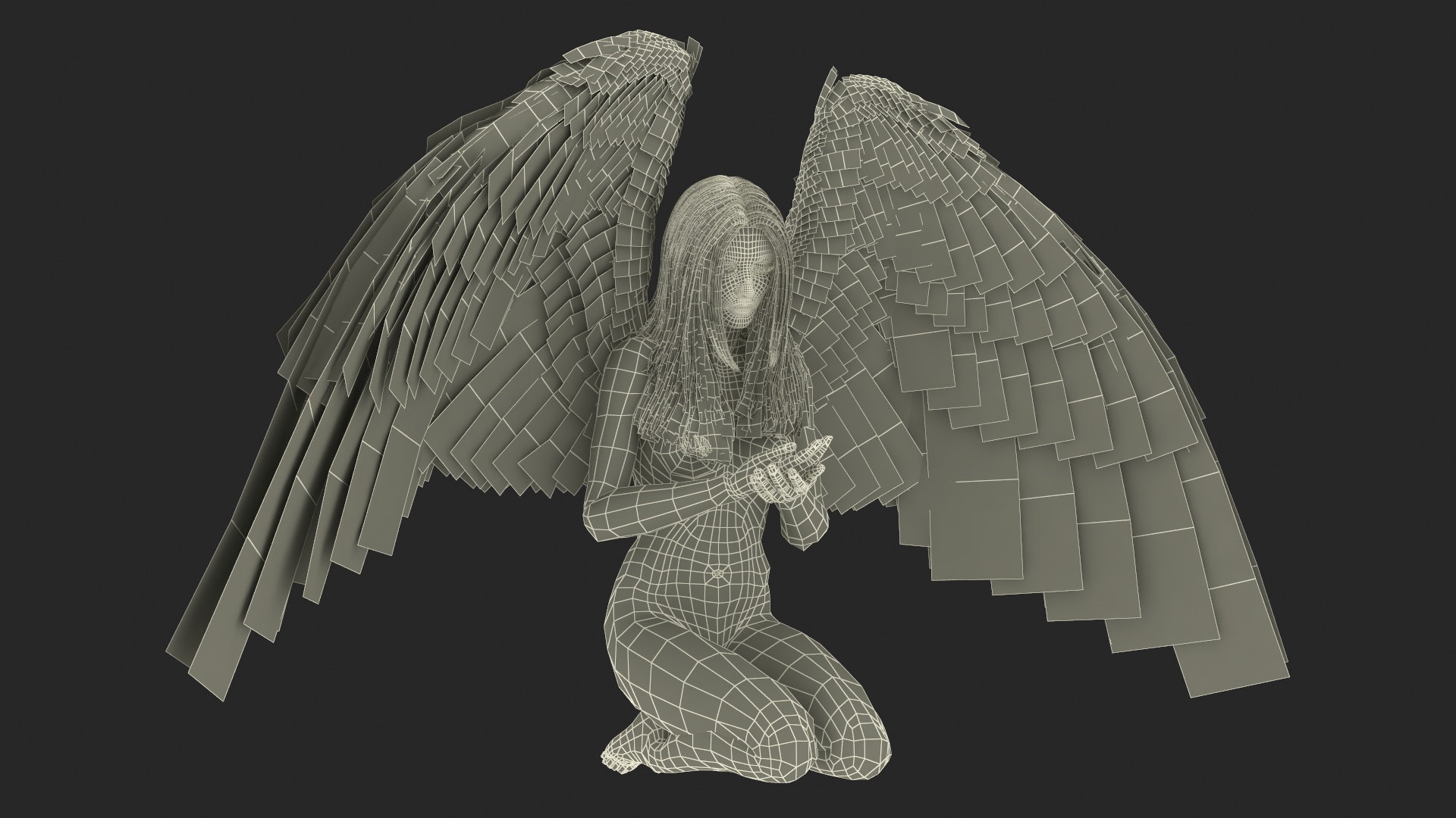 3D model Blonde Girl Angel Praying