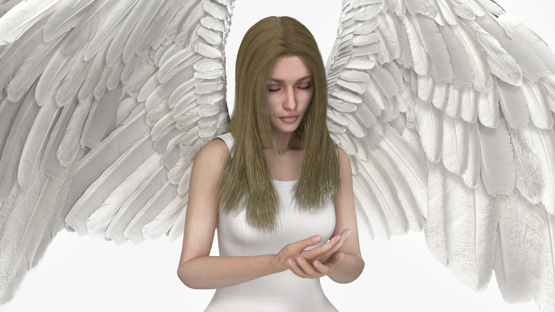 3D model Blonde Girl Angel Praying