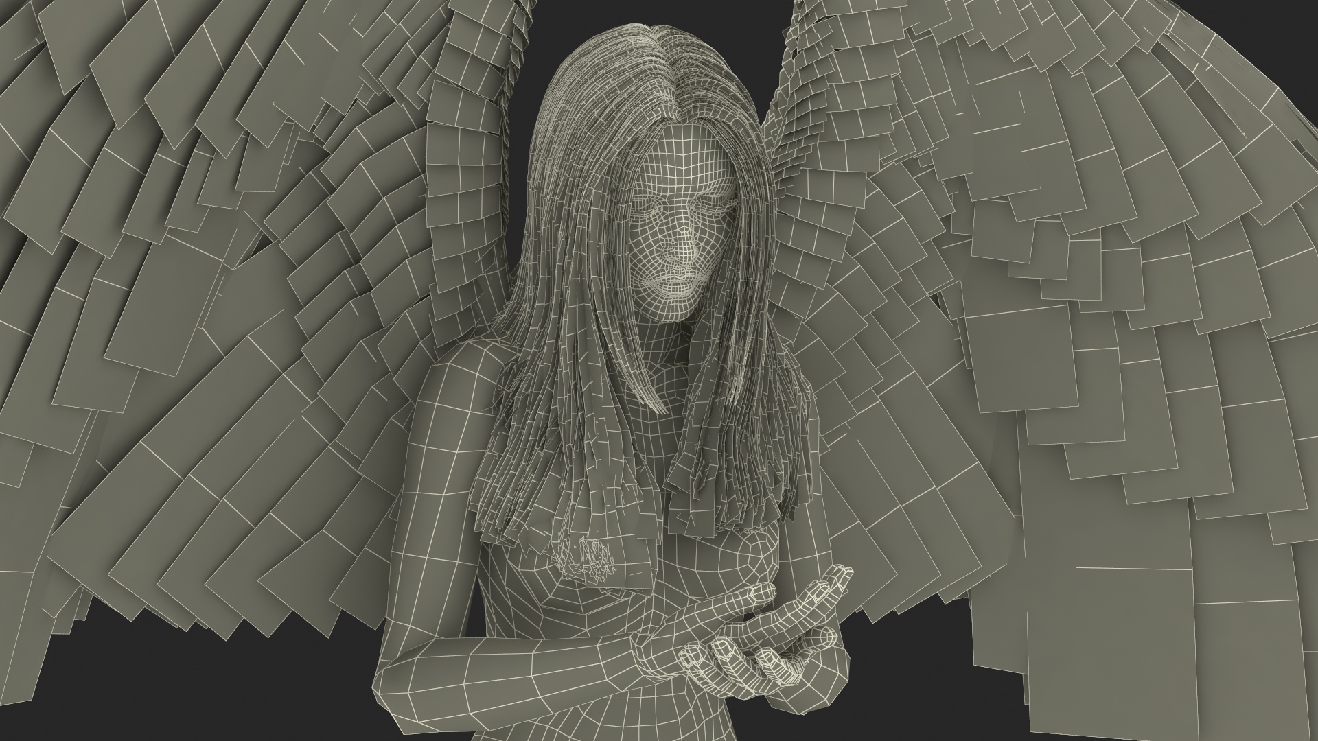3D model Blonde Girl Angel Praying