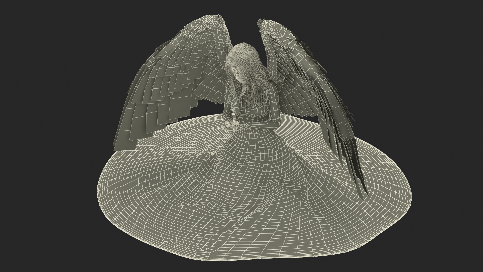 3D model Blonde Girl Angel Praying