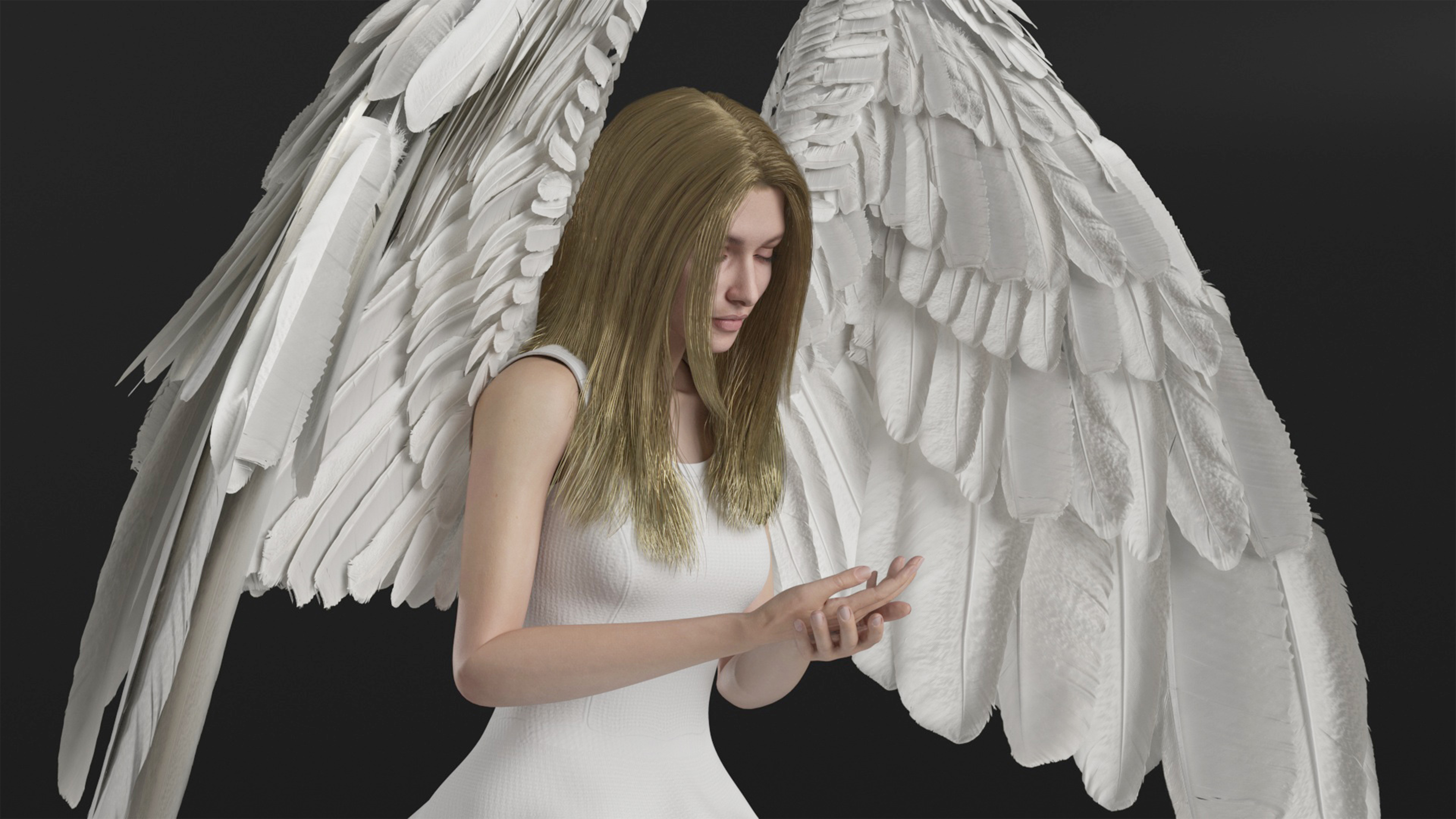 3D model Blonde Girl Angel Praying