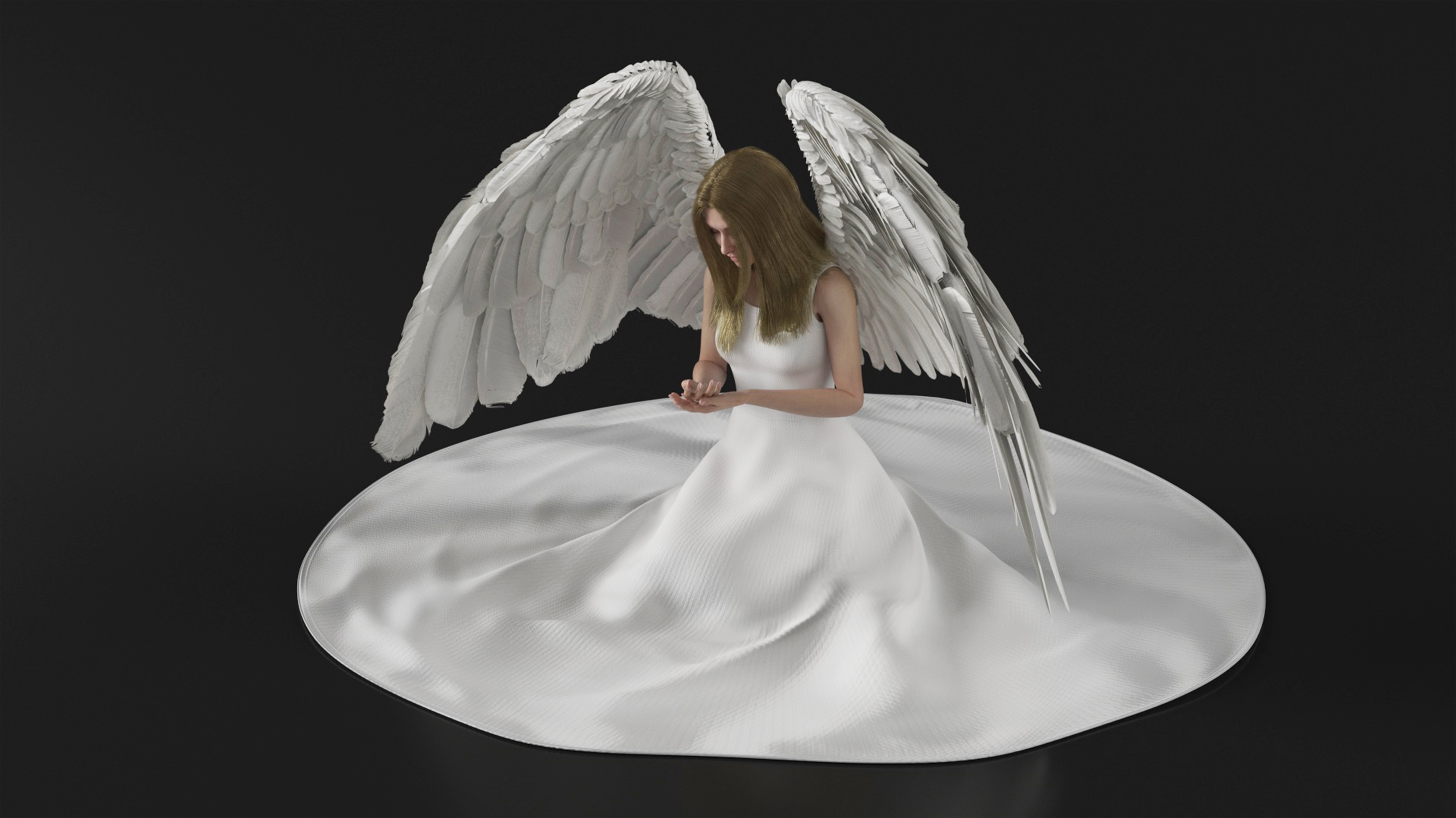 3D model Blonde Girl Angel Praying
