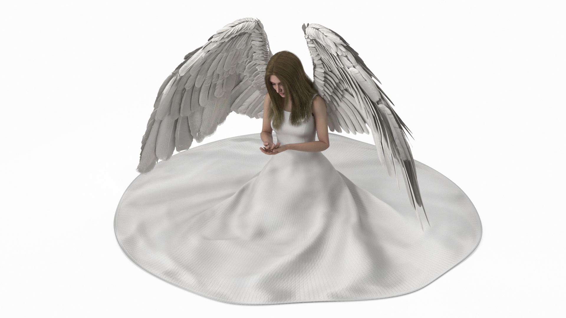 3D model Blonde Girl Angel Praying