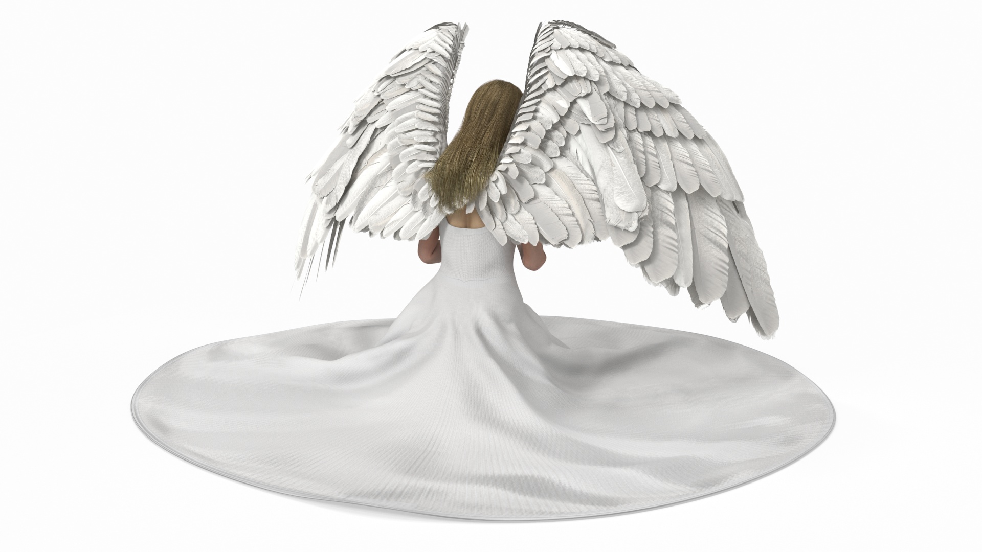 3D model Blonde Girl Angel Praying