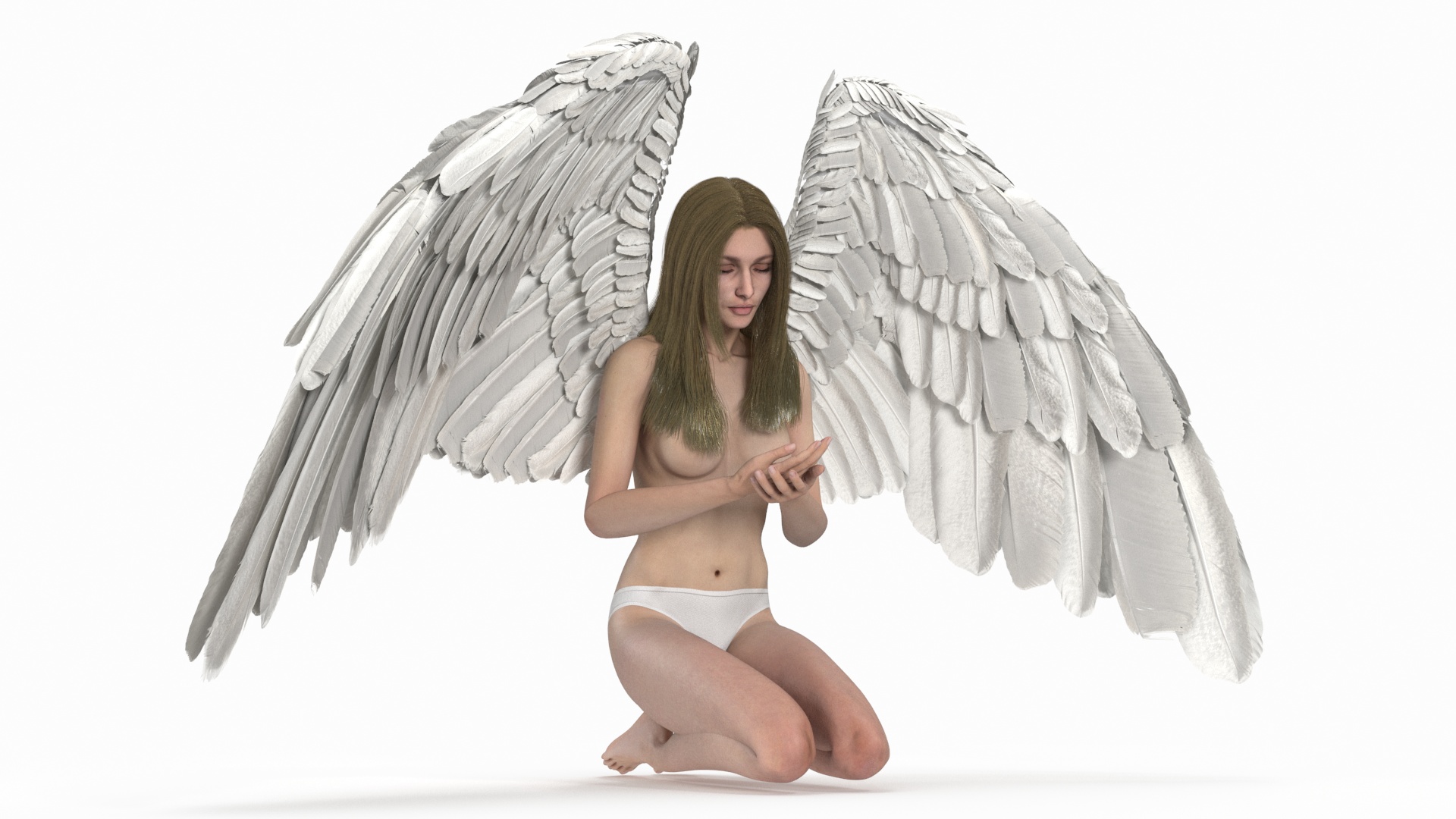 3D model Blonde Girl Angel Praying