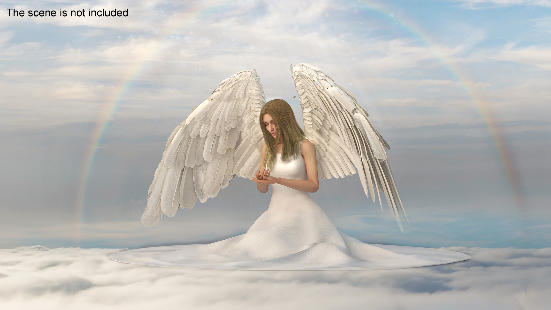 3D model Blonde Girl Angel Praying