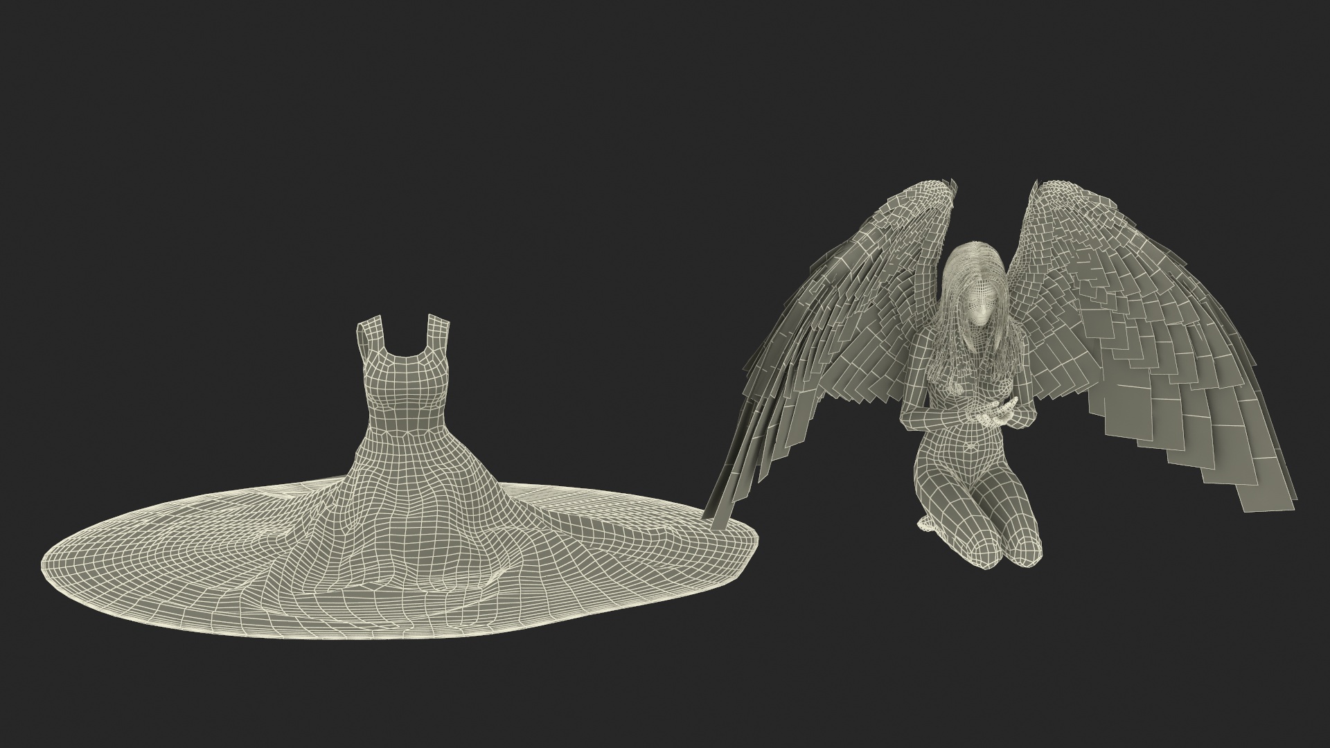 3D model Blonde Girl Angel Praying