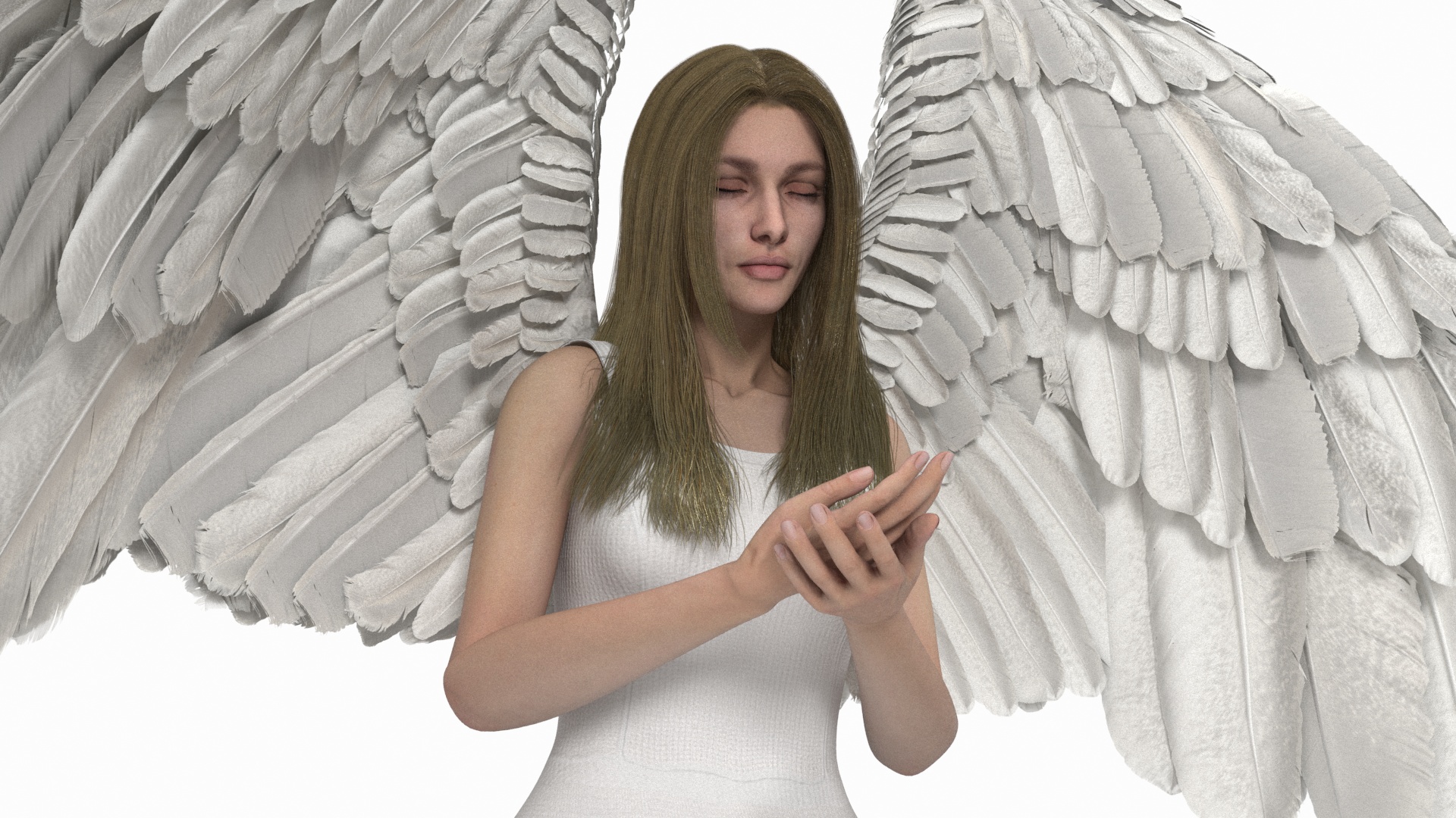 3D model Blonde Girl Angel Praying