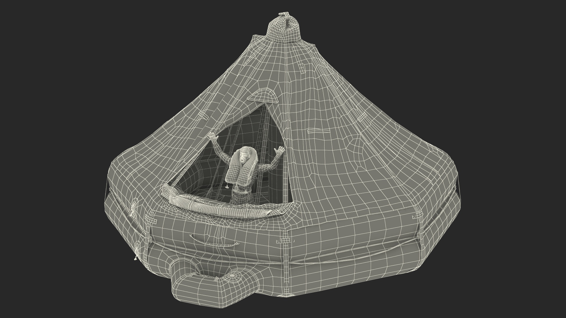 Inflatable Life Raft with Survivor 3D model