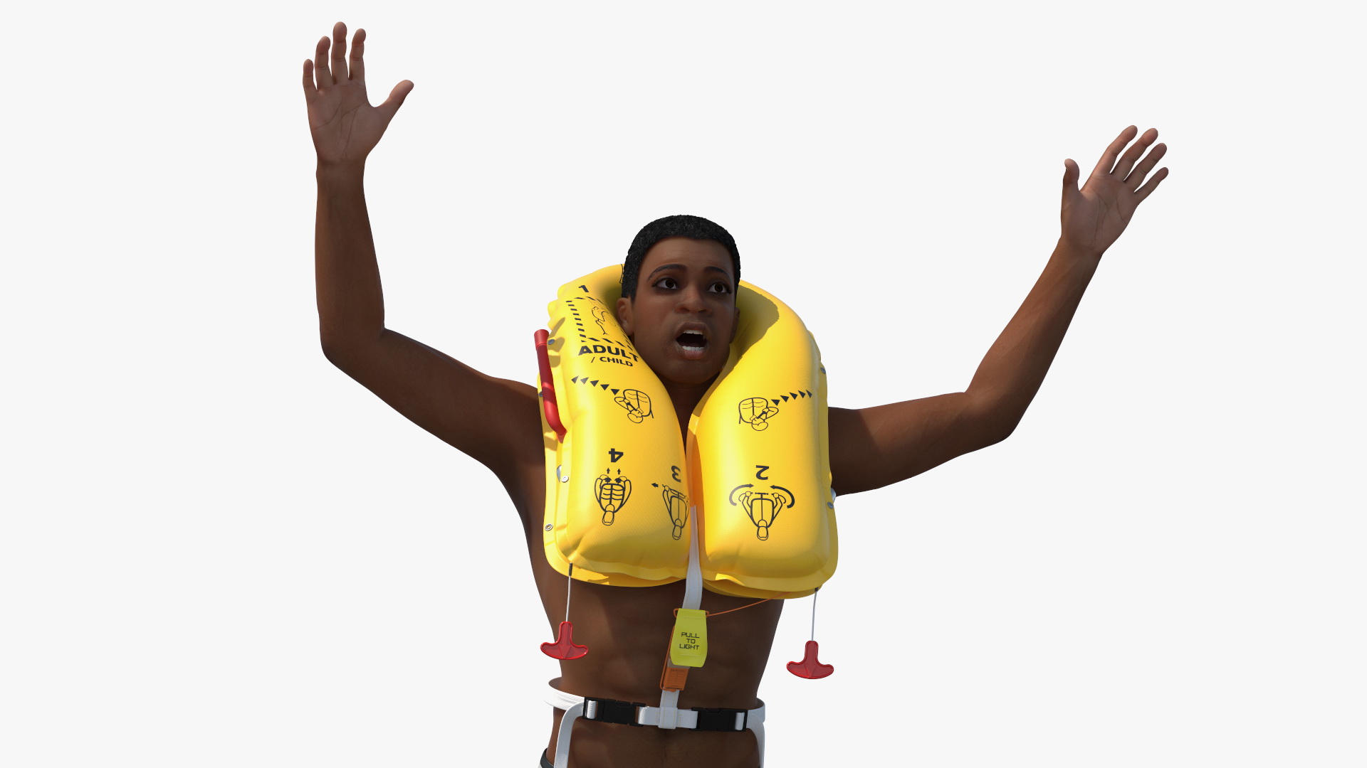 Inflatable Life Raft with Survivor 3D model