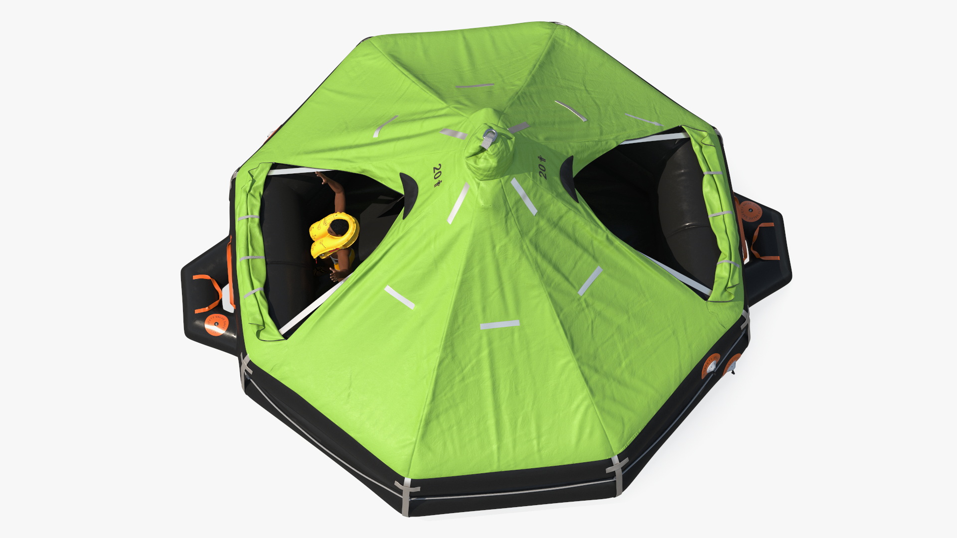 Inflatable Life Raft with Survivor 3D model