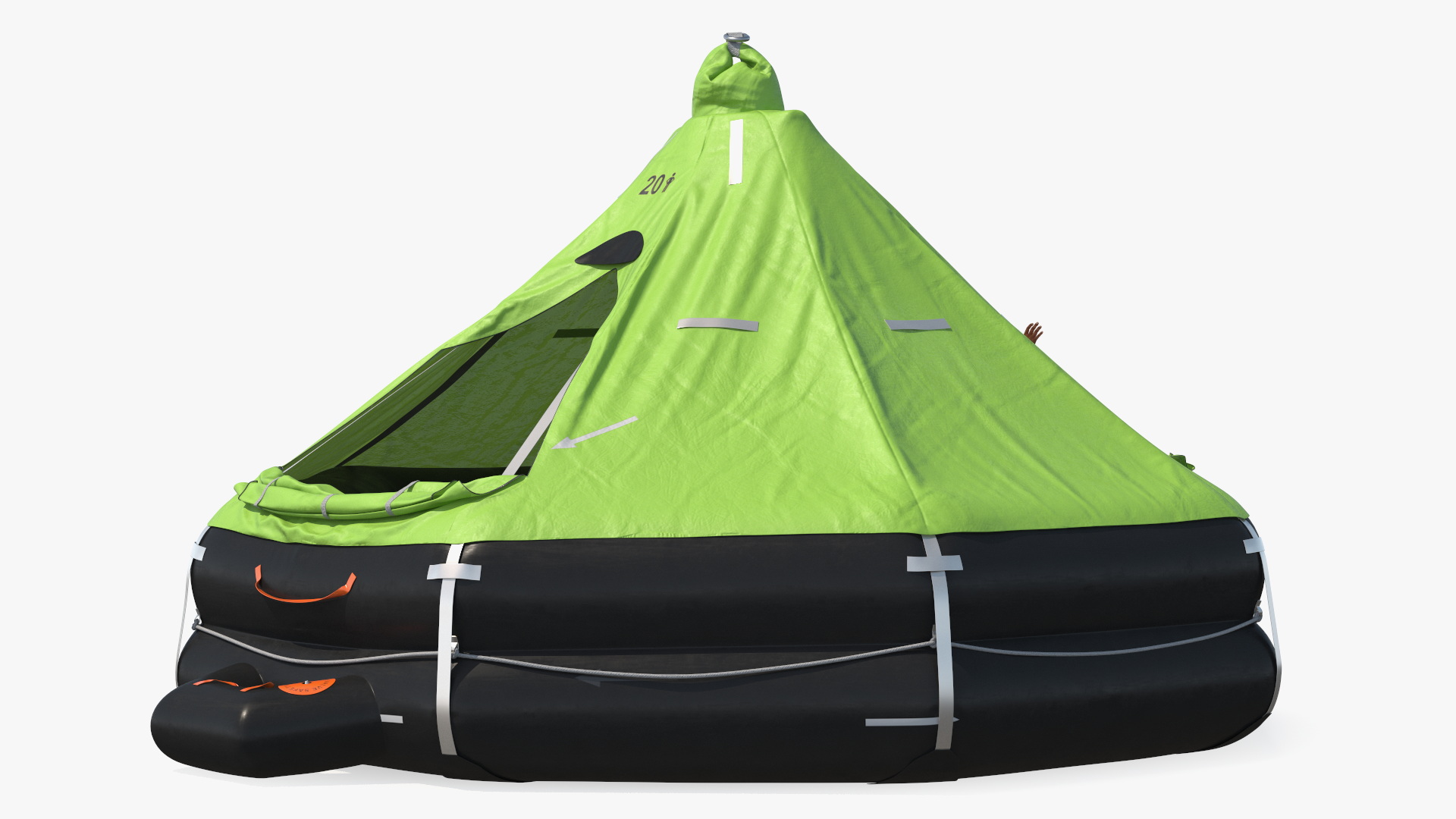 Inflatable Life Raft with Survivor 3D model