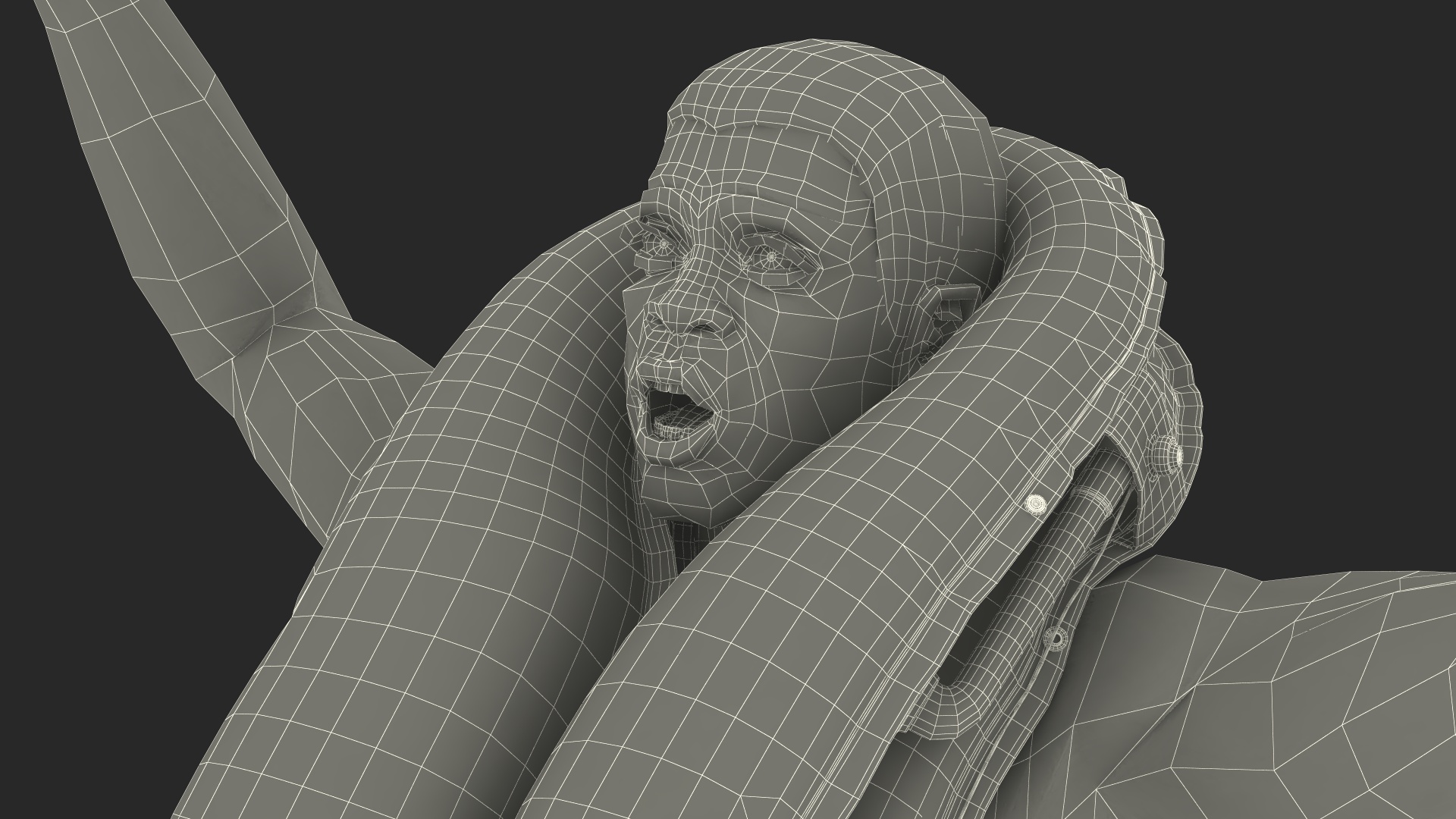 Inflatable Life Raft with Survivor 3D model