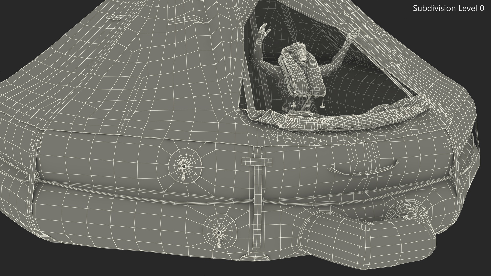 Inflatable Life Raft with Survivor 3D model