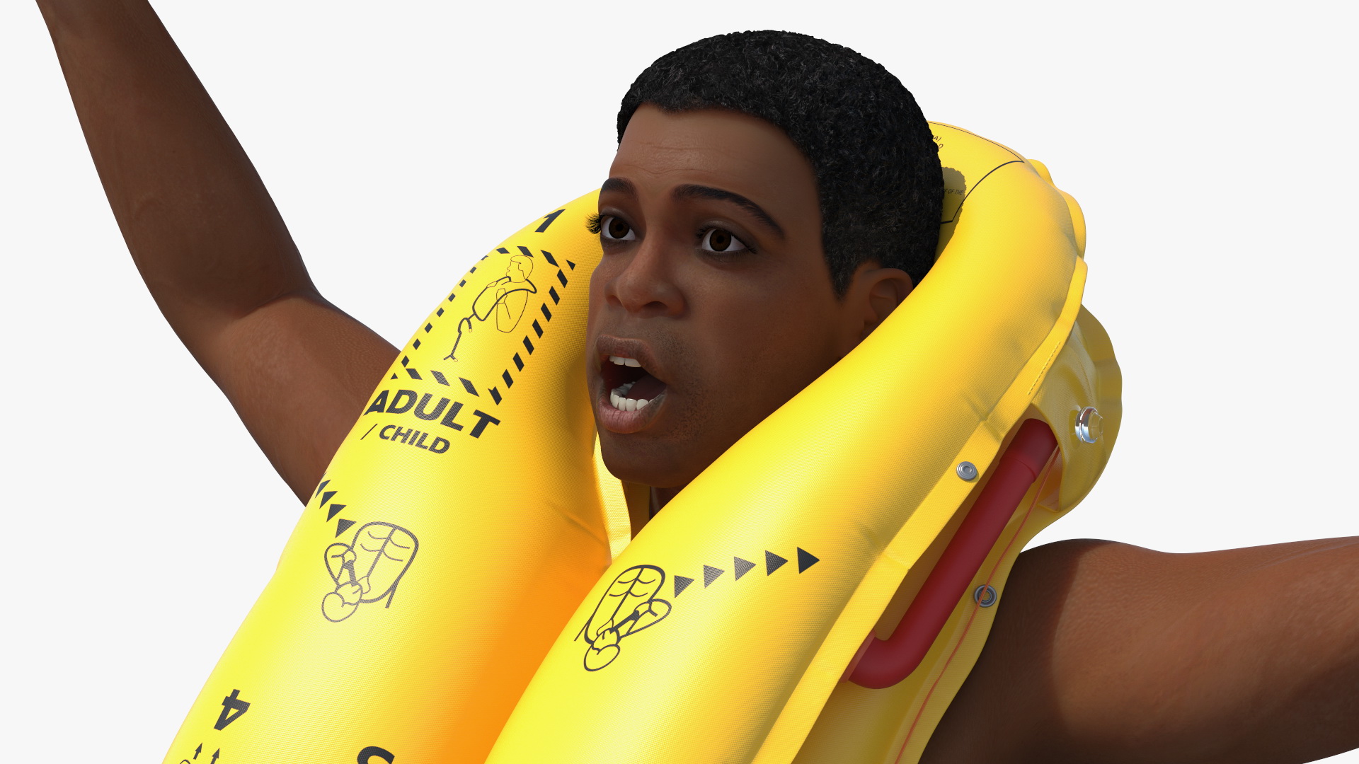 Inflatable Life Raft with Survivor 3D model