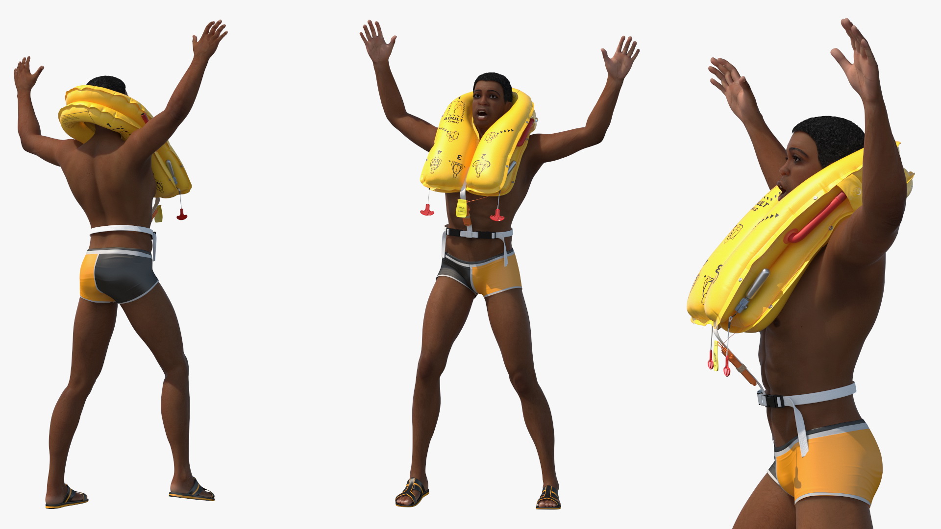 Inflatable Life Raft with Survivor 3D model