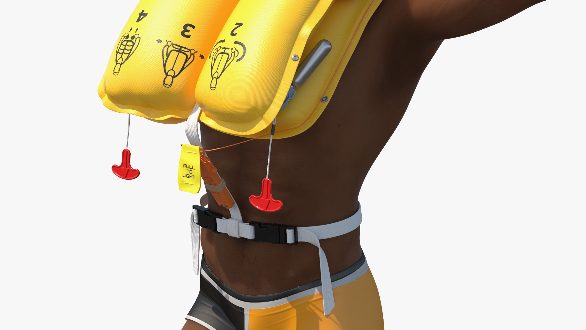 Inflatable Life Raft with Survivor 3D model