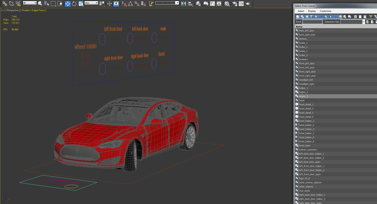 3D Tesla Model S 75 2015 Rigged model