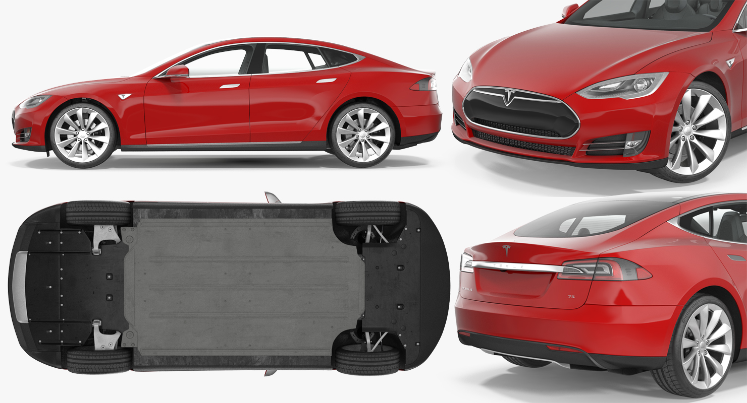 3D Tesla Model S 75 2015 Rigged model