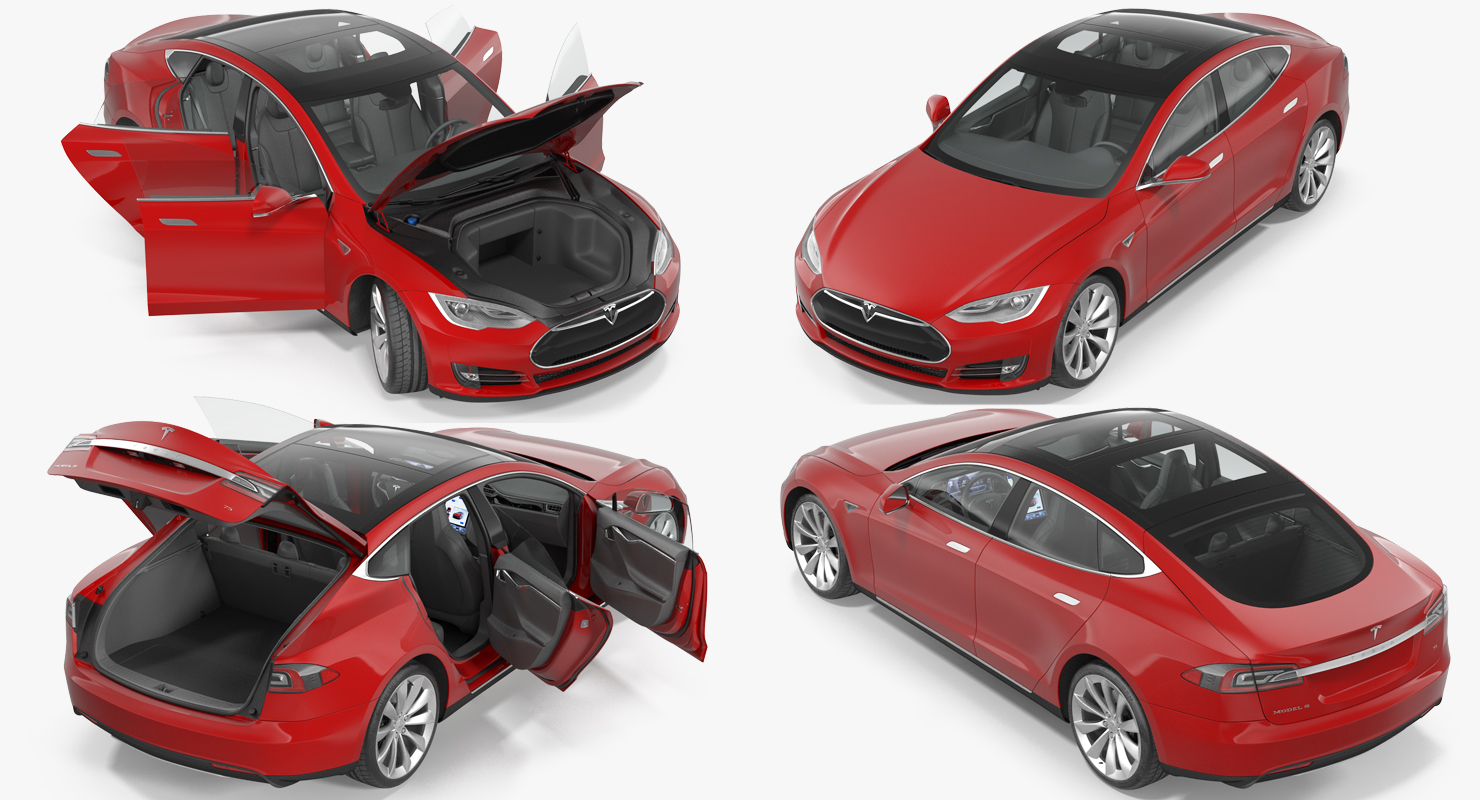 3D Tesla Model S 75 2015 Rigged model