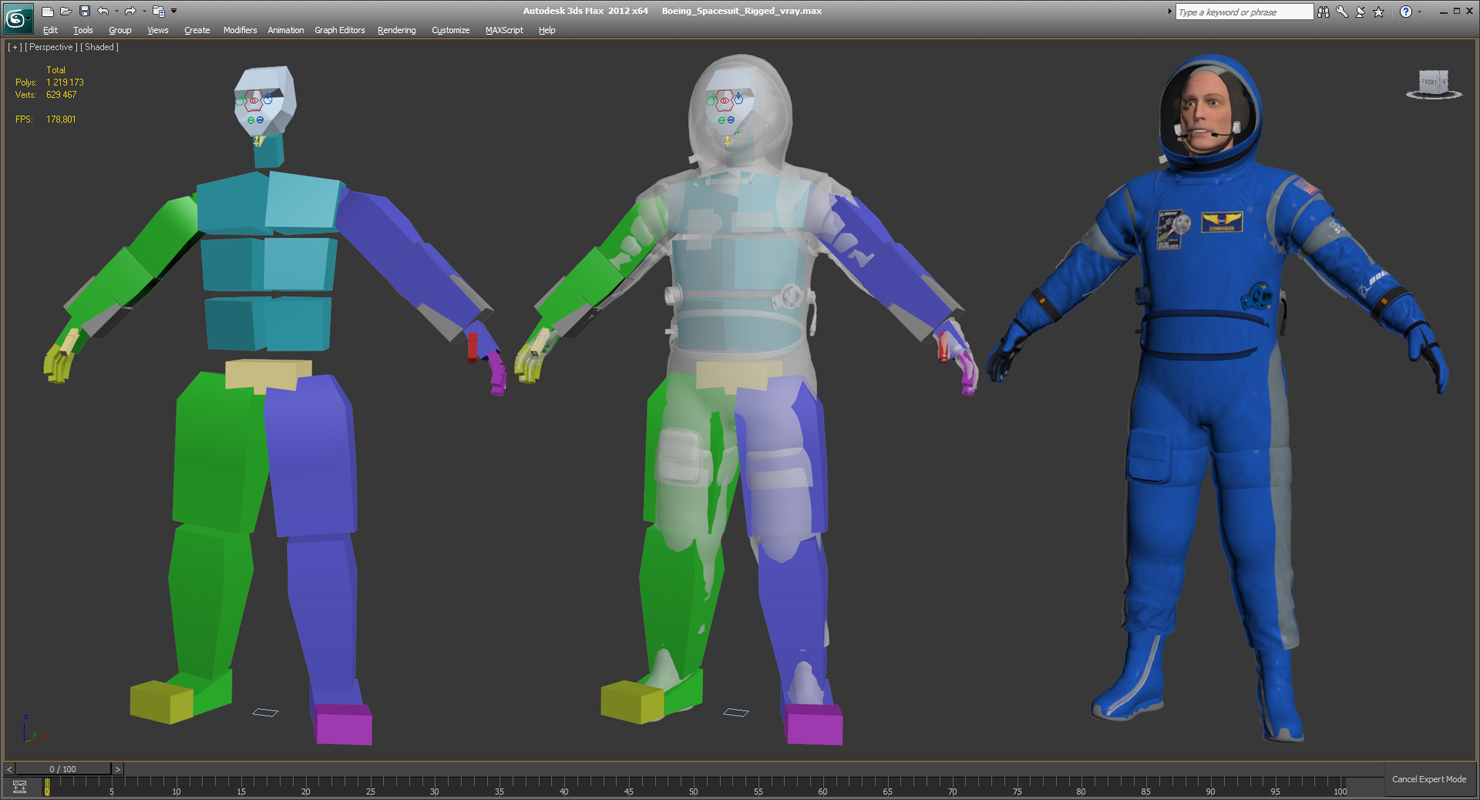 3D Astronaut Wearing Boeing Spacesuit Rigged
