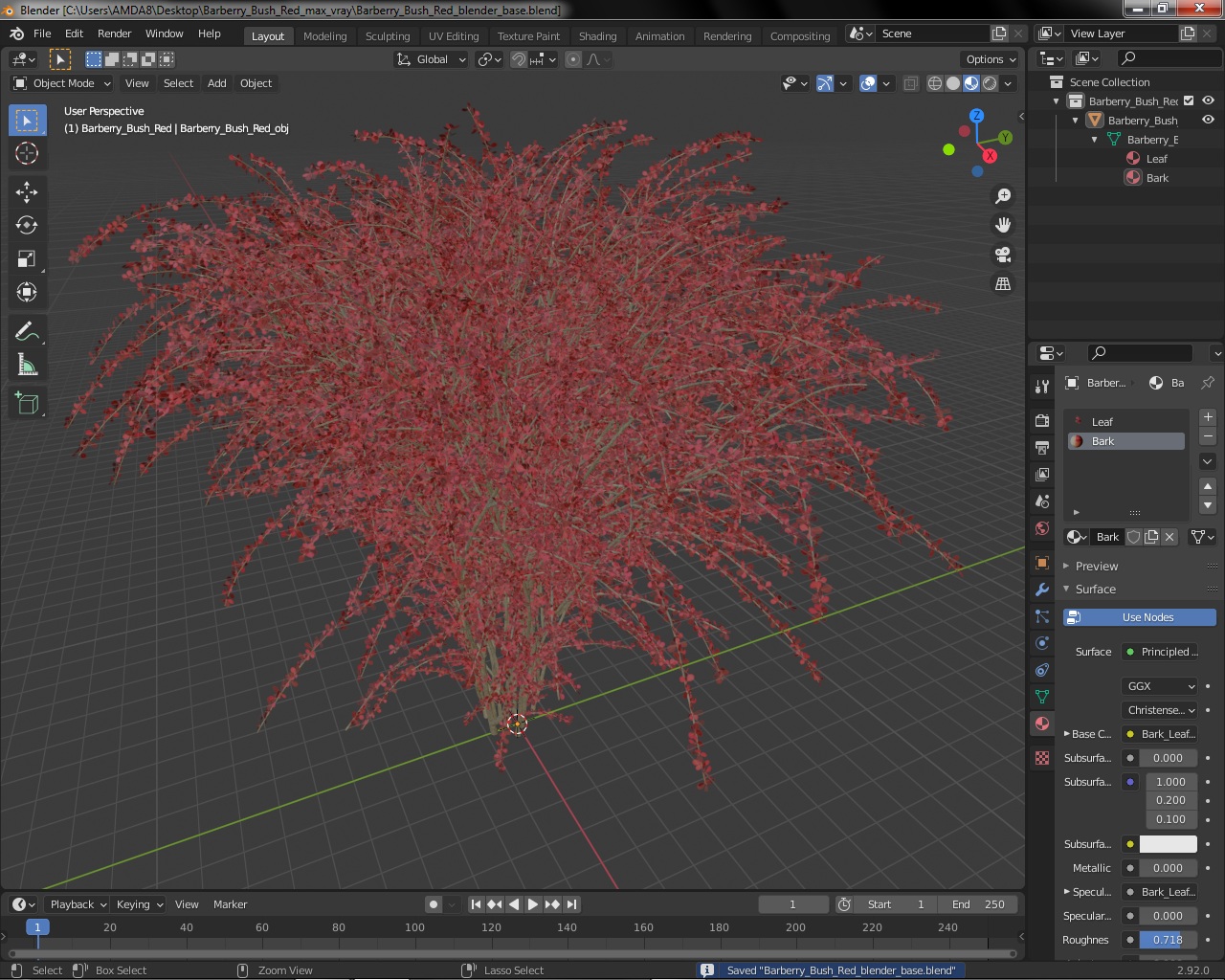 Barberry Bush Red 3D